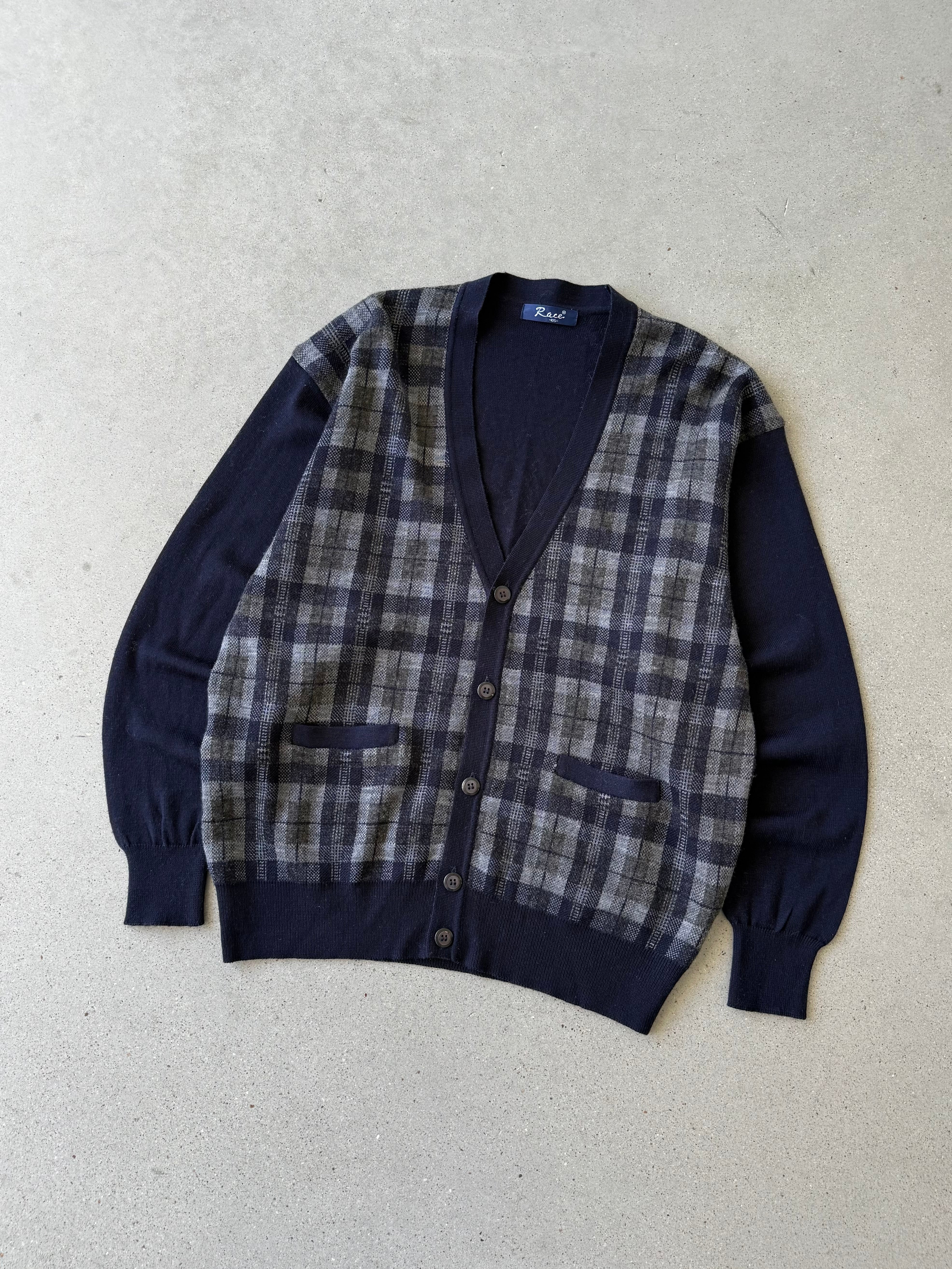 Vintage Race Plaid Cardigan - XL