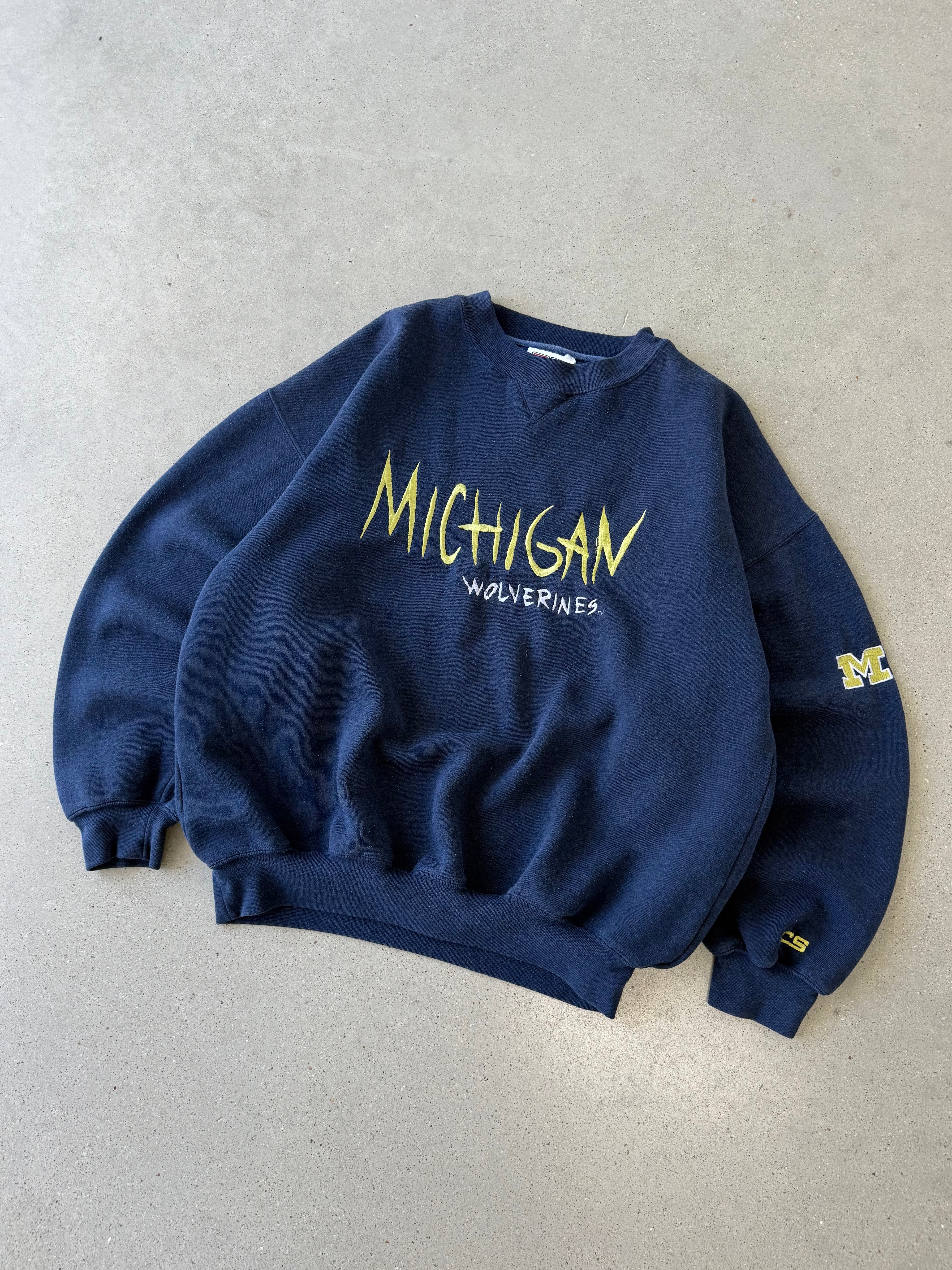Vintage Michigan Wolverines Embroidered Crewneck  - L