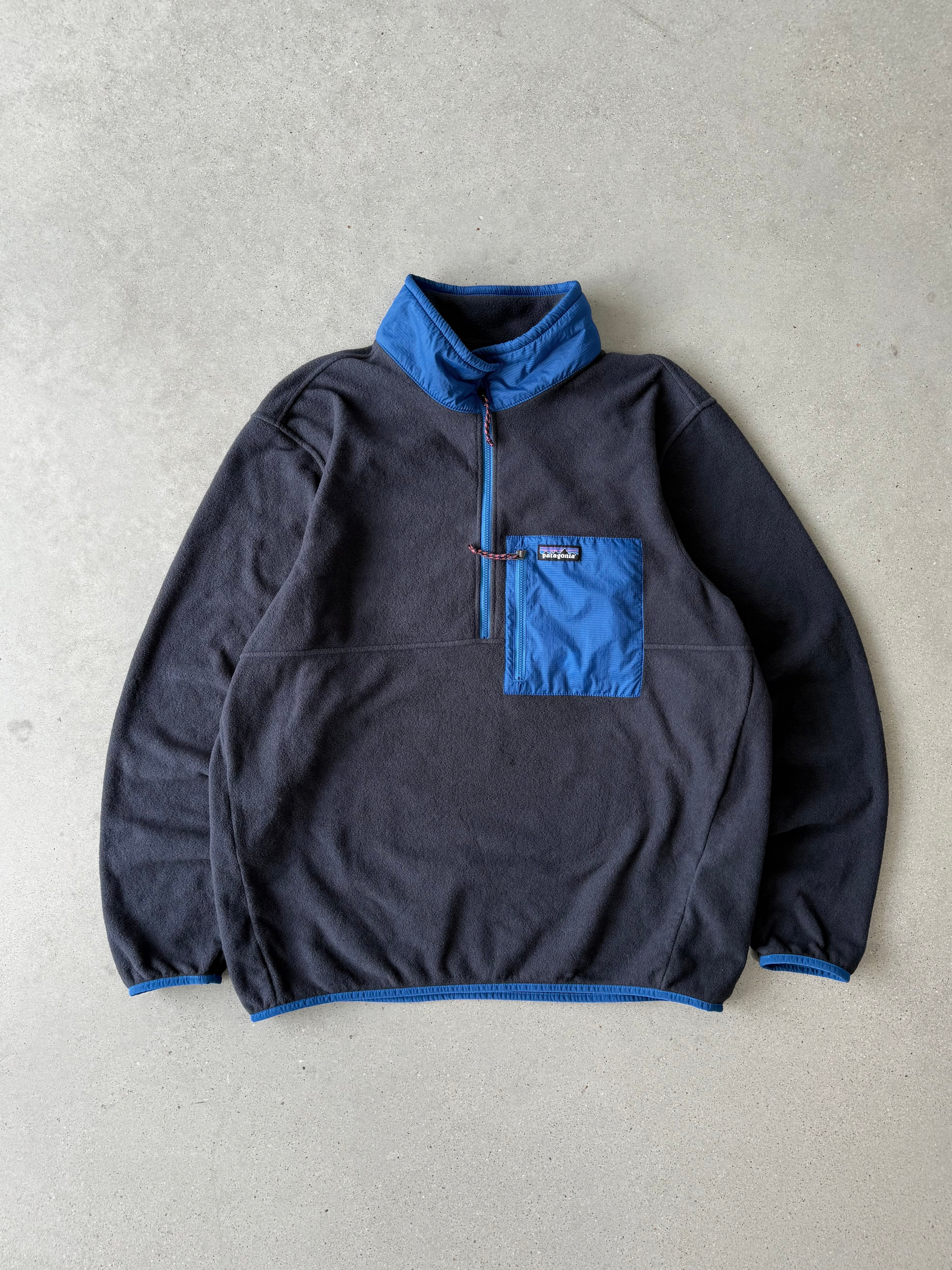 Vintage Patagonia Charcoal/Blue Quarter-zip Fleece - XL