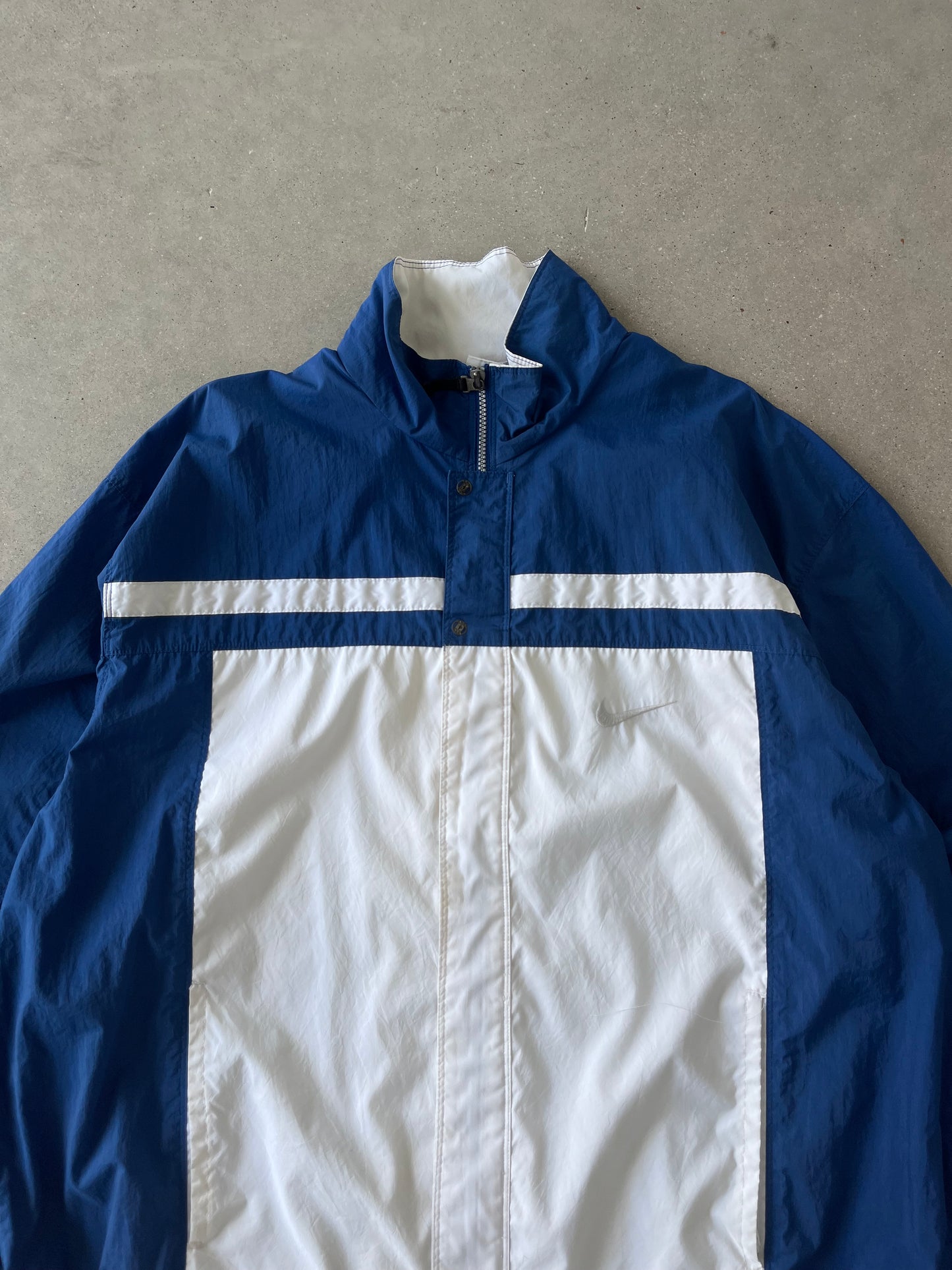 Vintage 90s Nike Big Swoosh Blue Track Jacket - XL