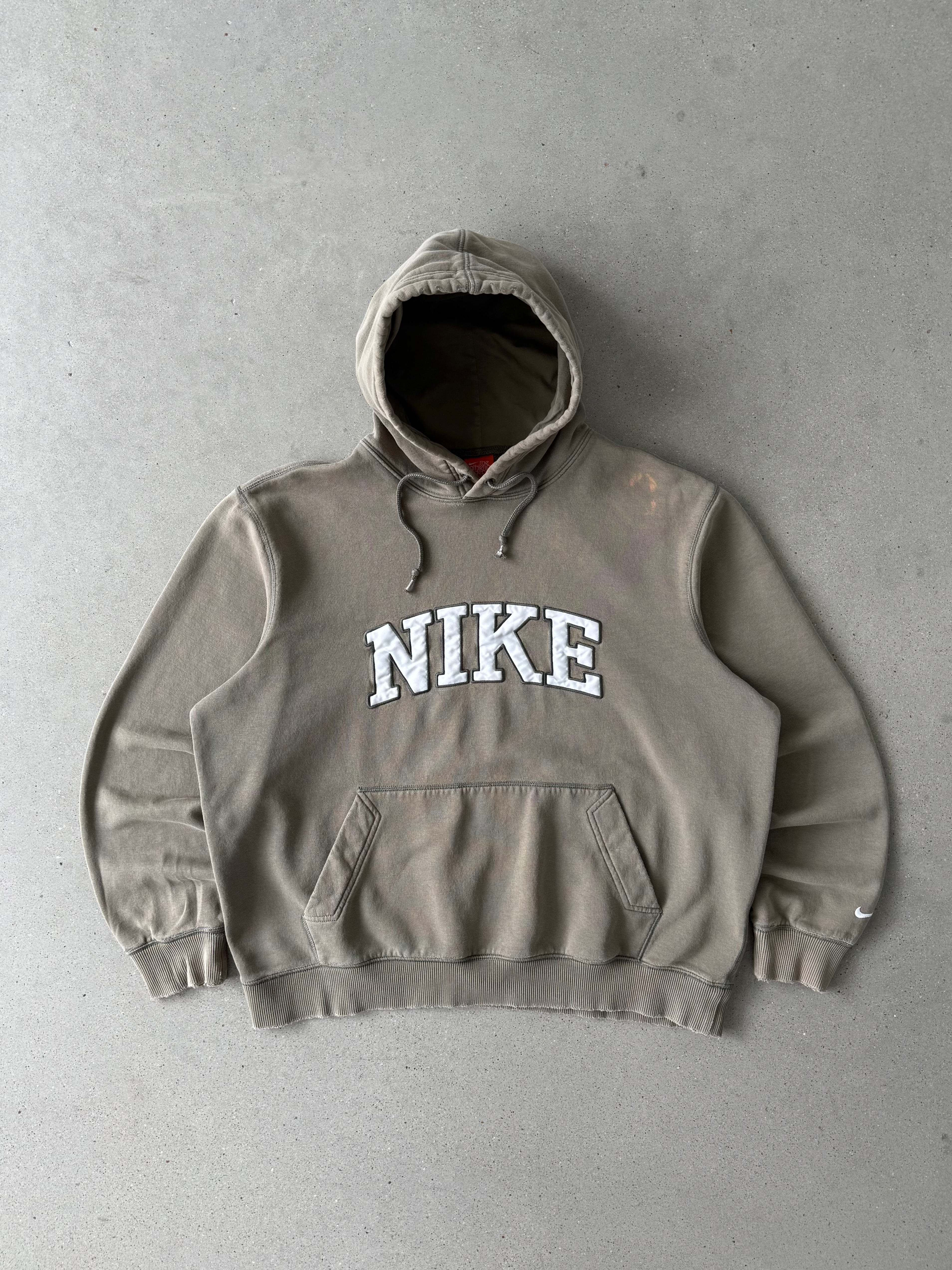 Vintage Nike Olive Spell-out Hoodie - XL