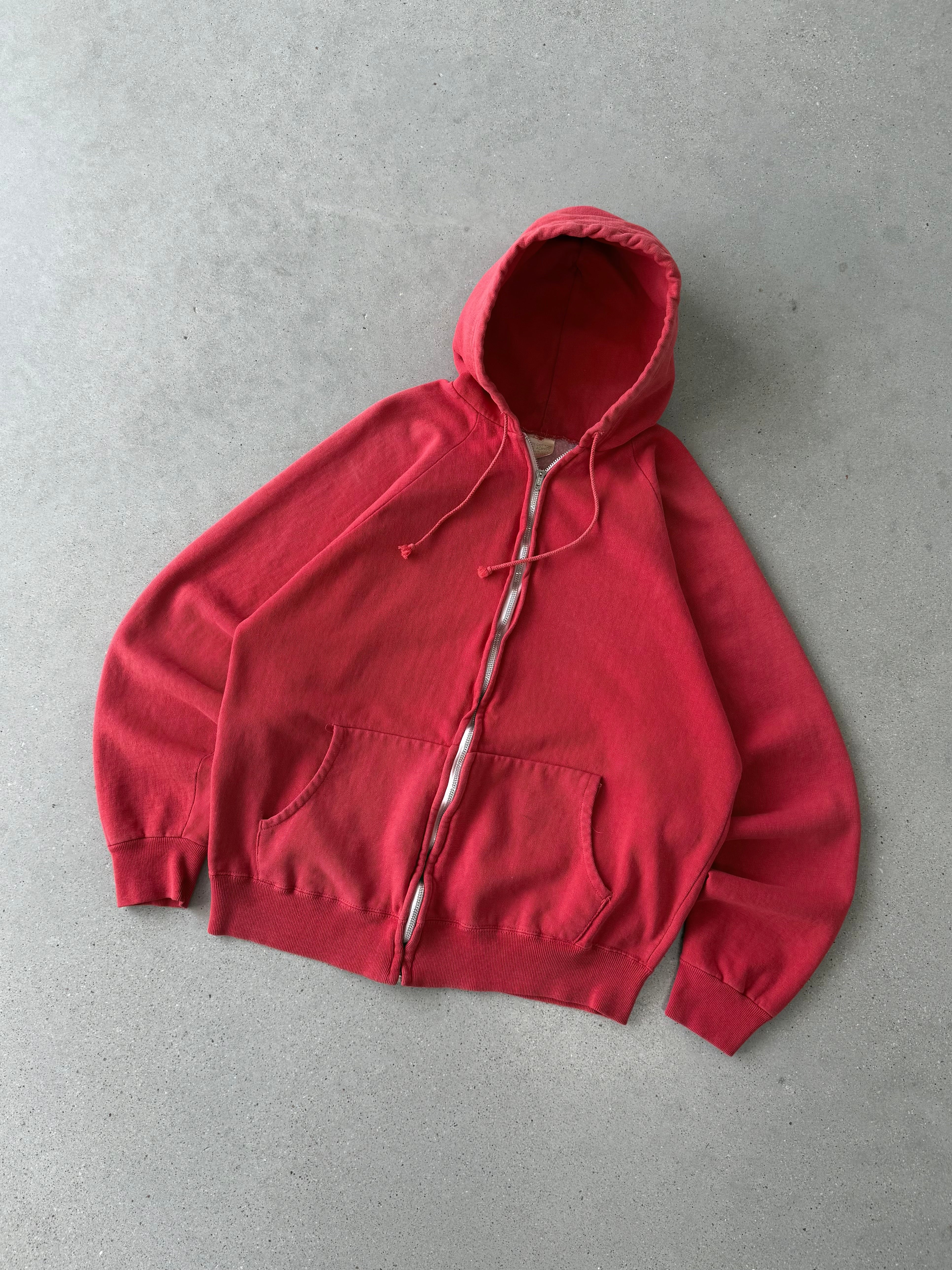 Vintage 80s Red Zip-up Hoodie - L