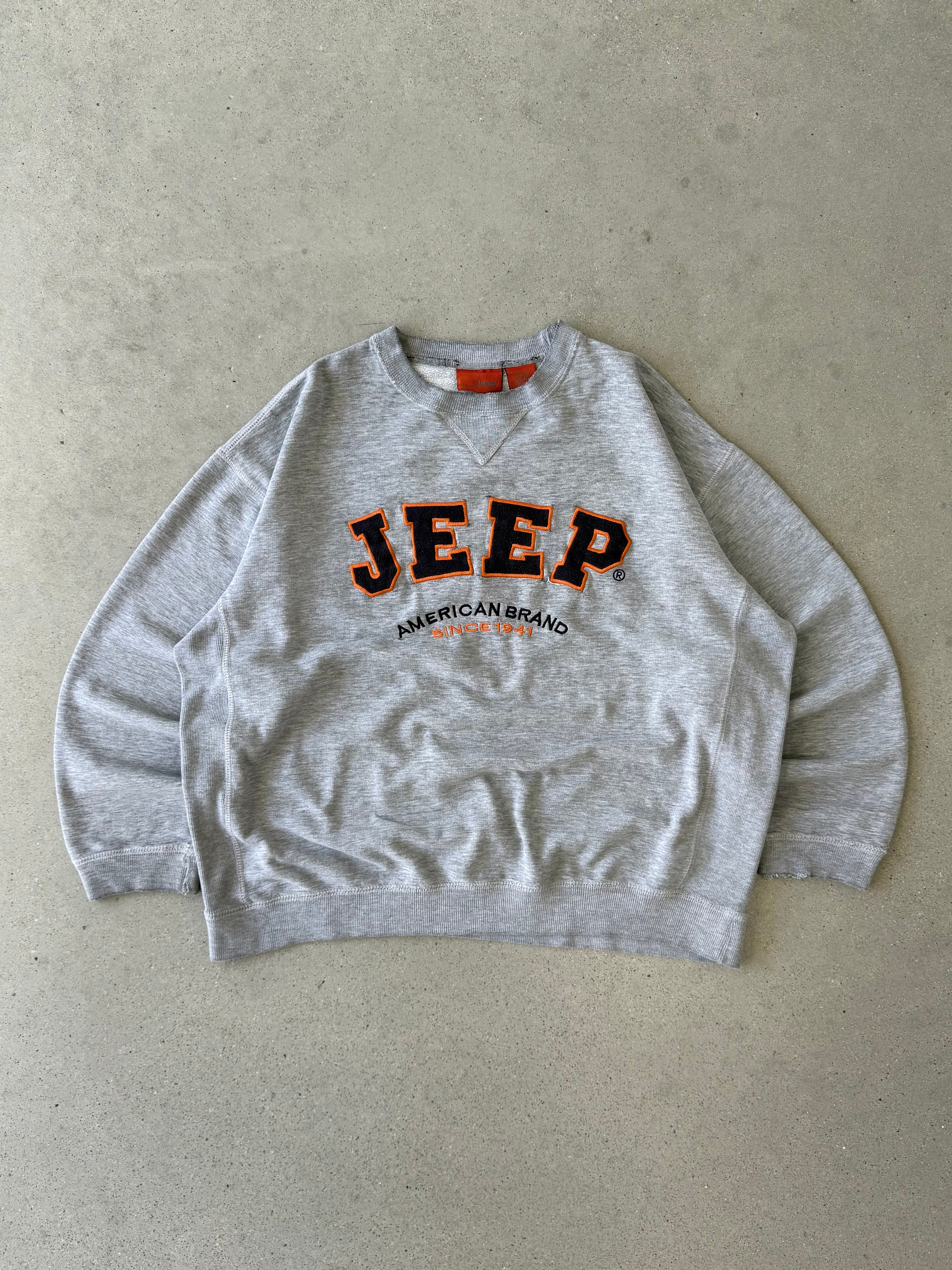Vintage Jeep Gray Spellout Sweatshirt - XL