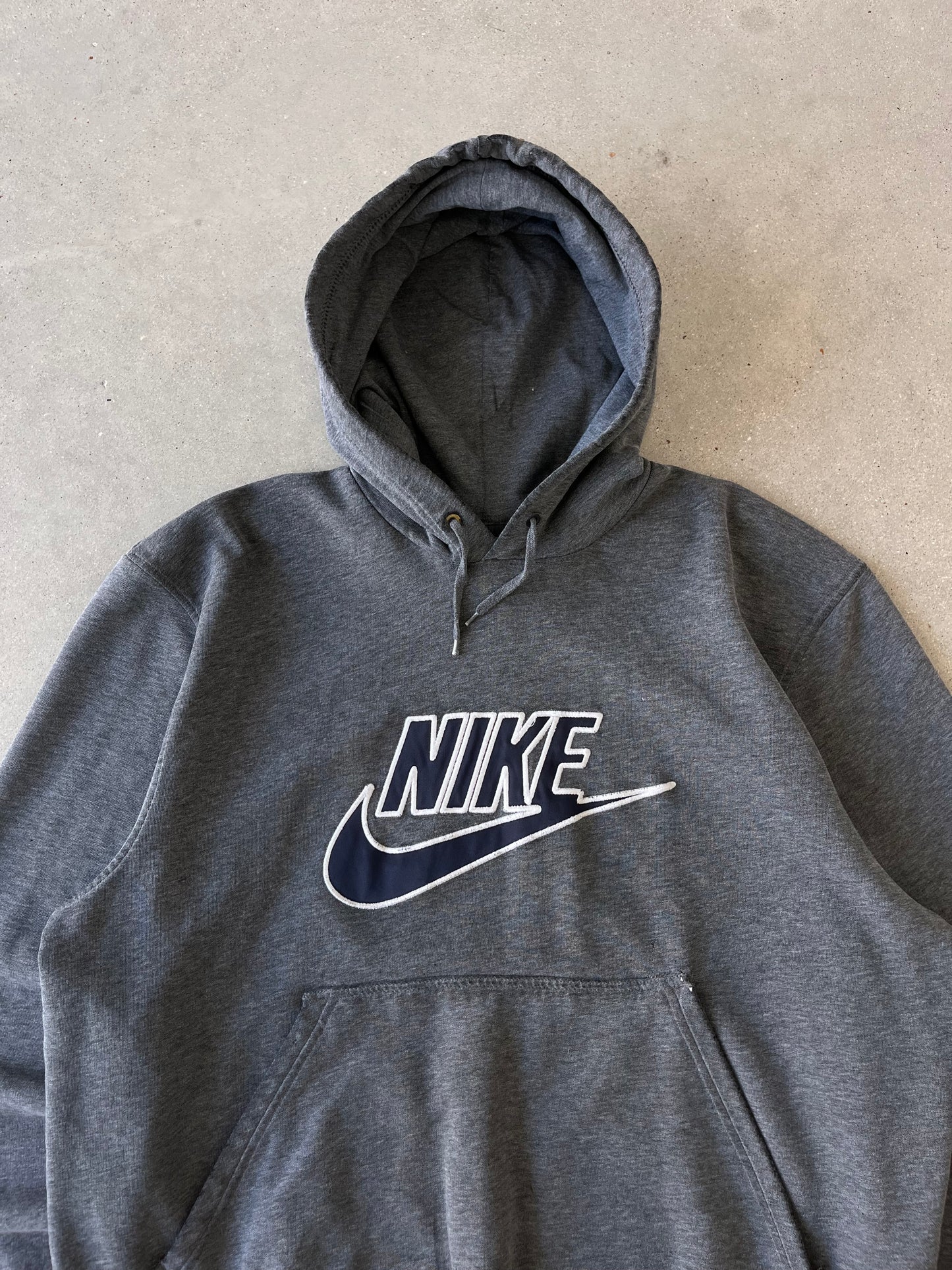 Vintage 2000s Nike Spell-out Gray Hoodie - L