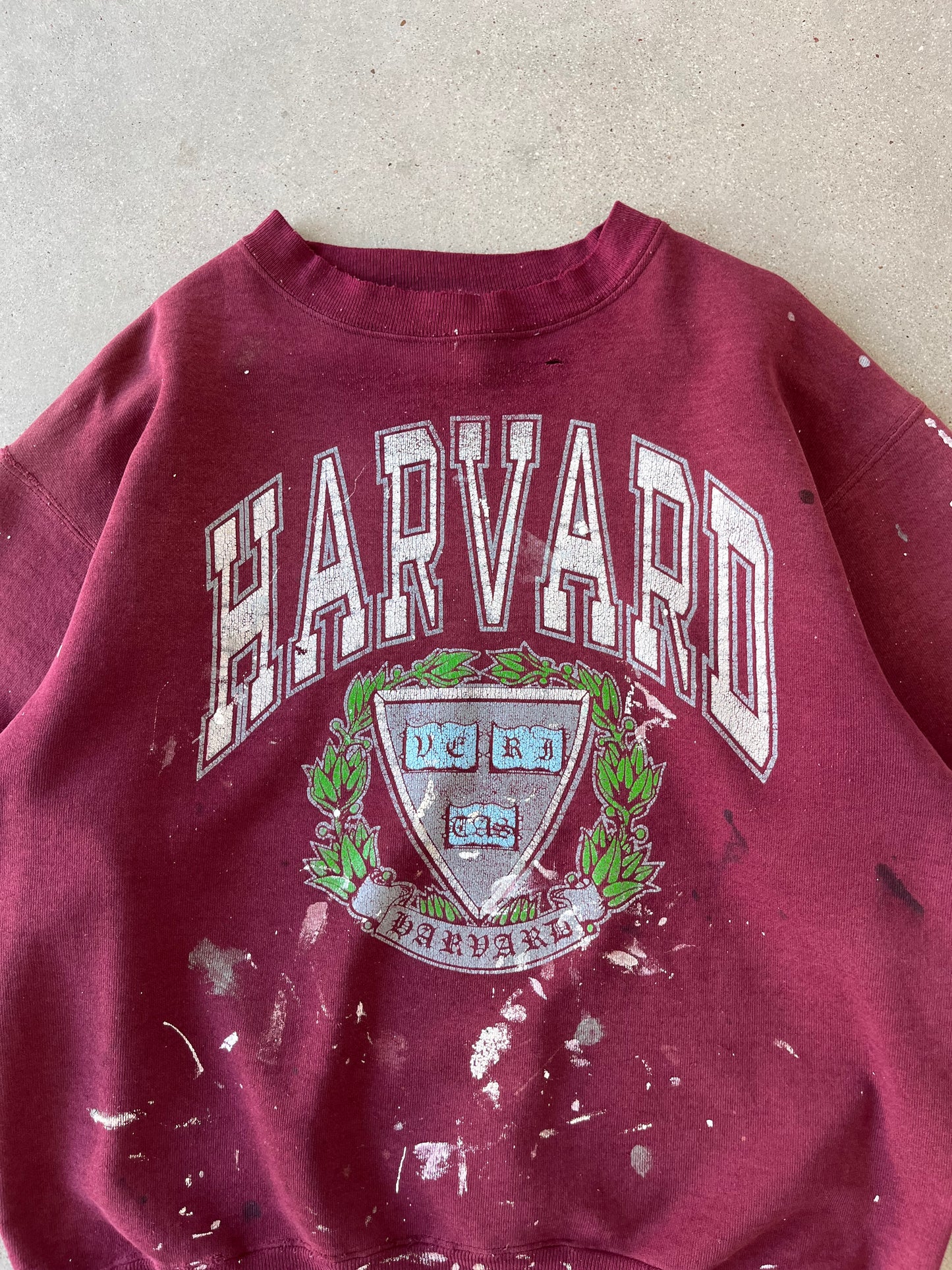 Vintage Painter's Harvard Trashed Crewneck - M