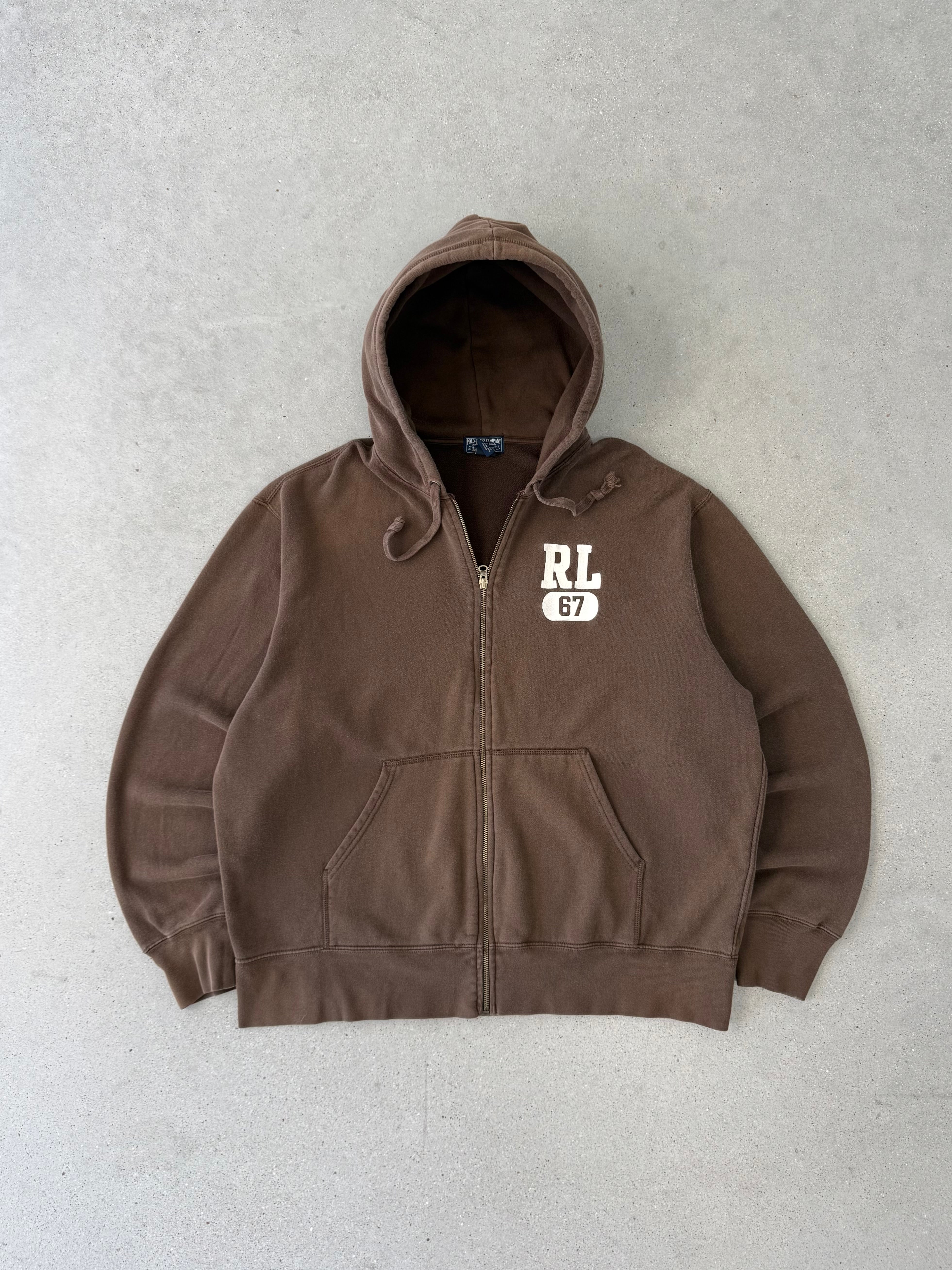Vintage Polo Ralph Lauren Brown Zip-up Hoodie - XL