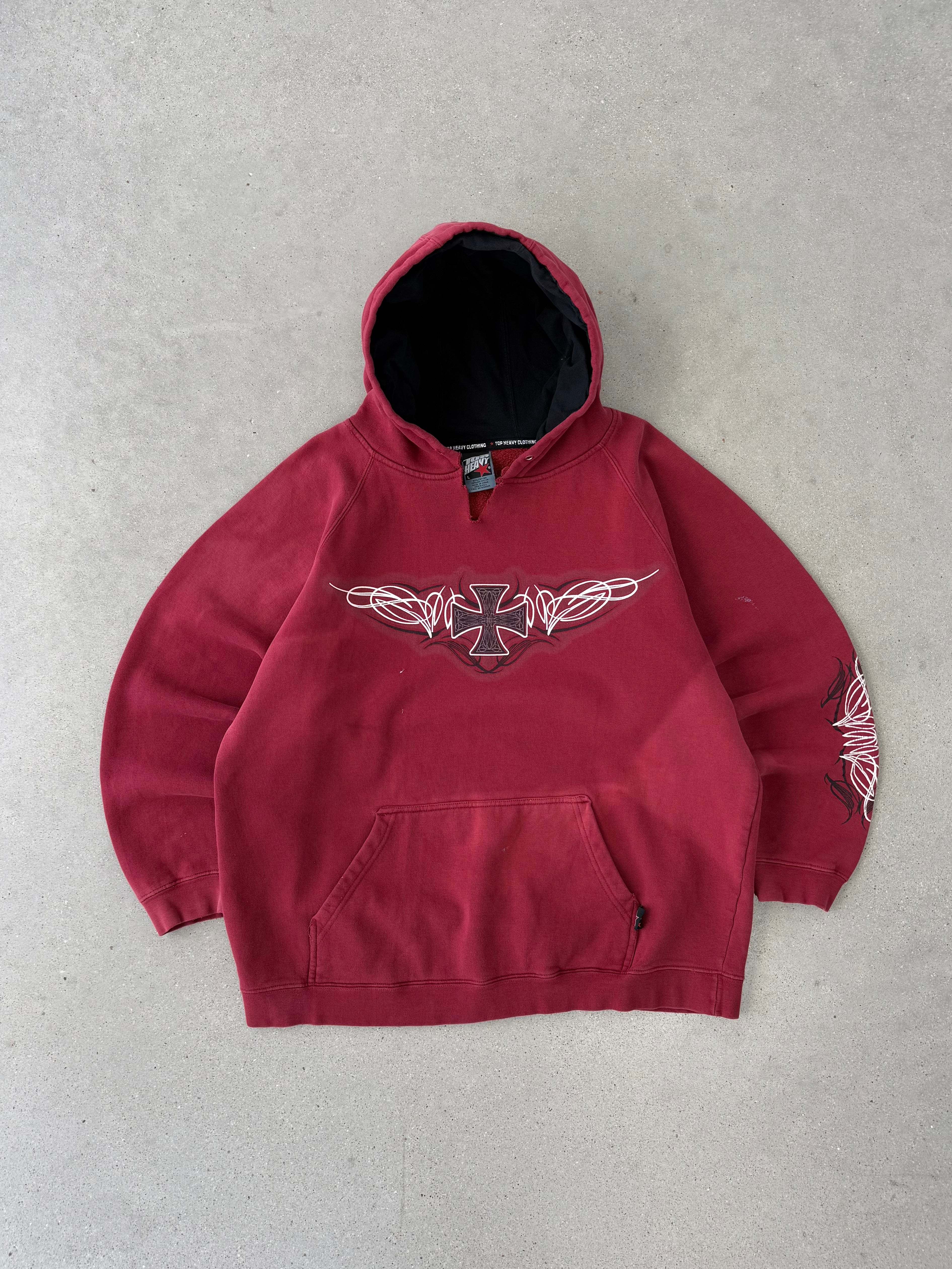 Vintage Y2K Tribal Top Heavy Hoodie - L