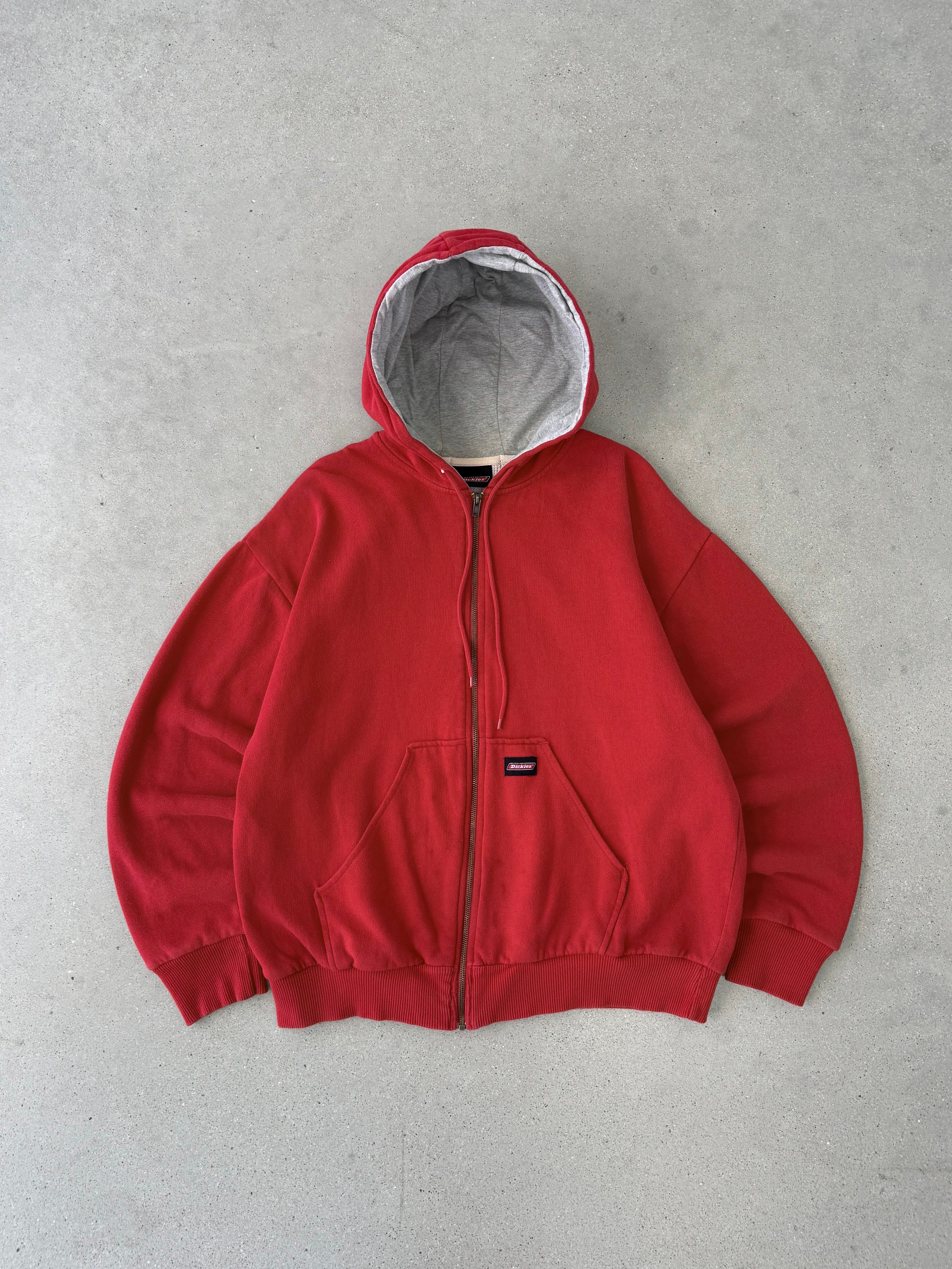 Vintage 90s Dickies Thermal Red Zip-up  - L