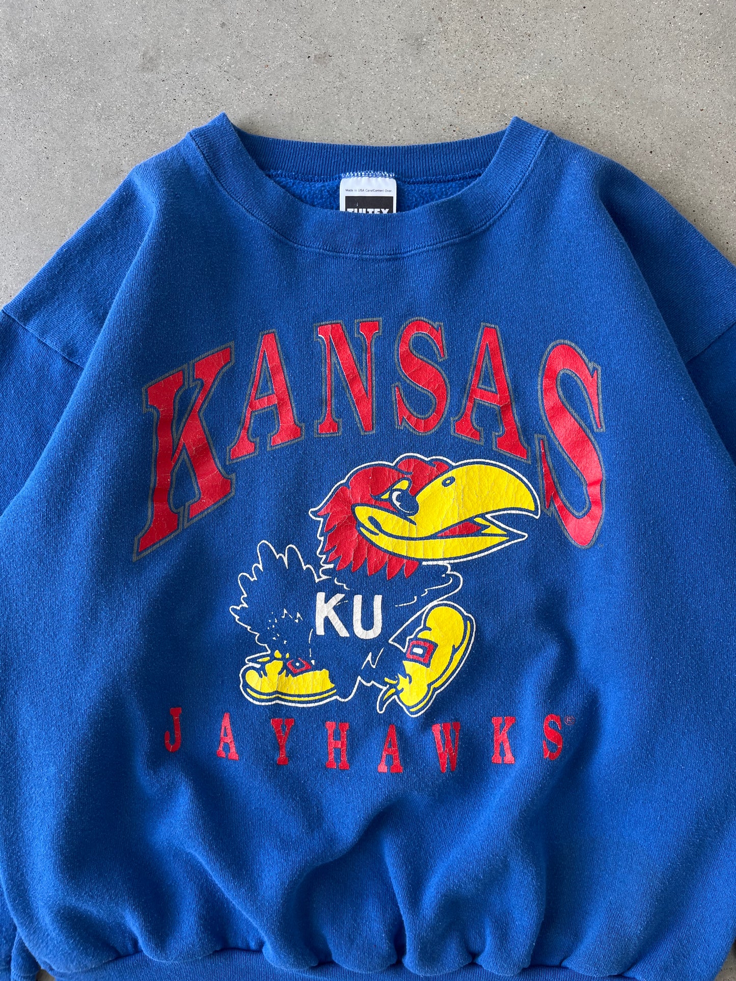 Vintage Kansas Jayhawk Crewneck - L