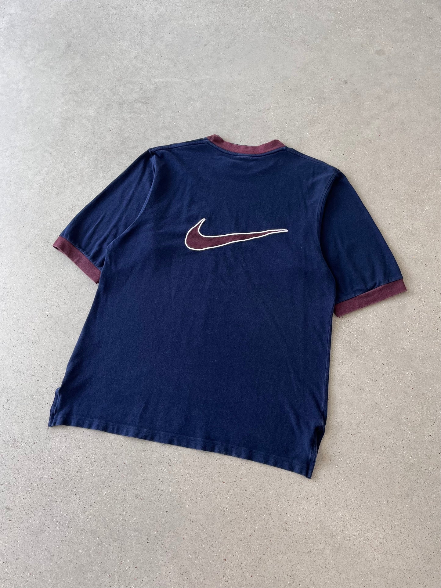 Vintage 90s Nike Swoosh Ringer Tee - XL