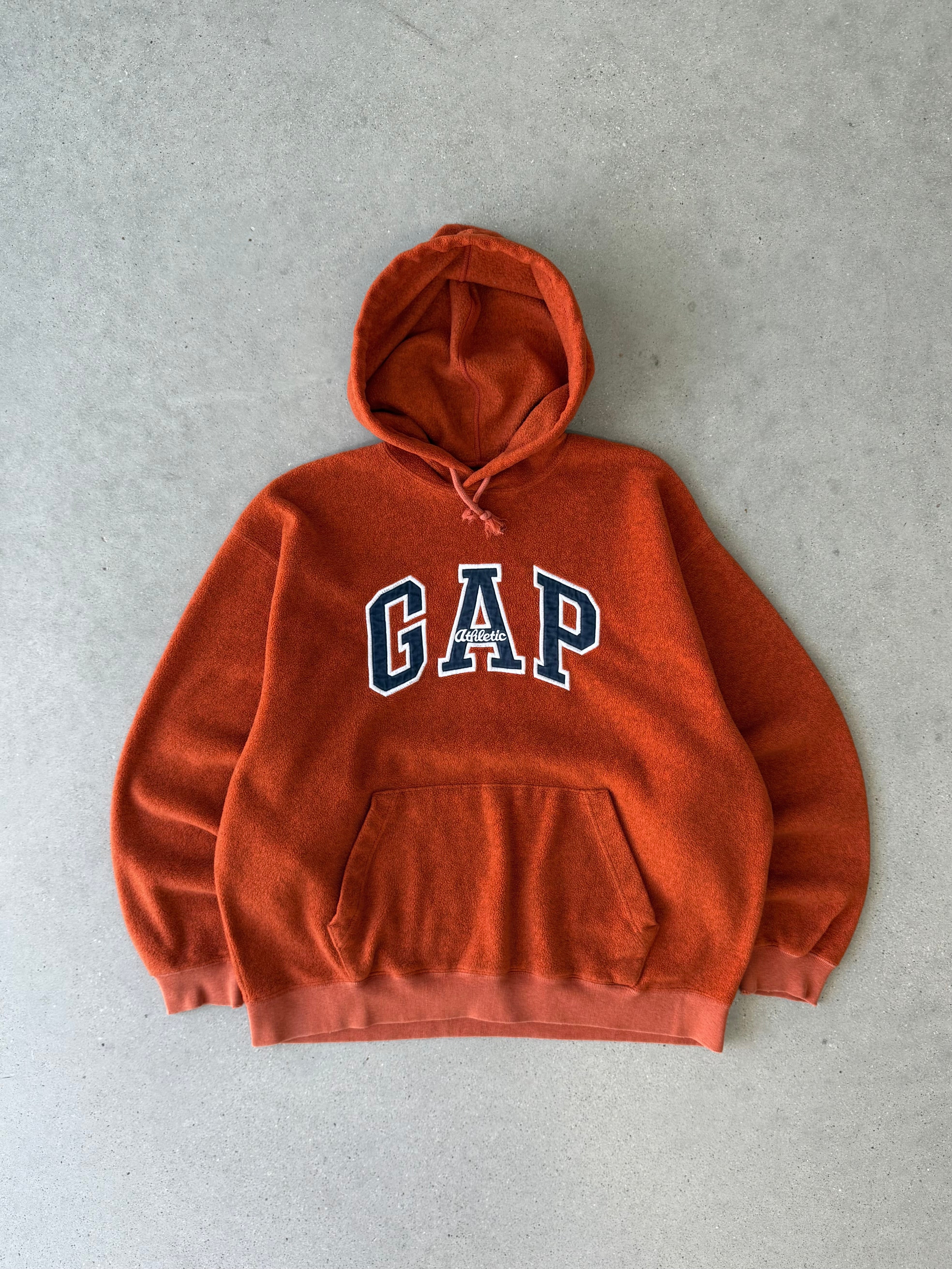 Vintage GAP Athletic Orange Fleece Hoodie - L
