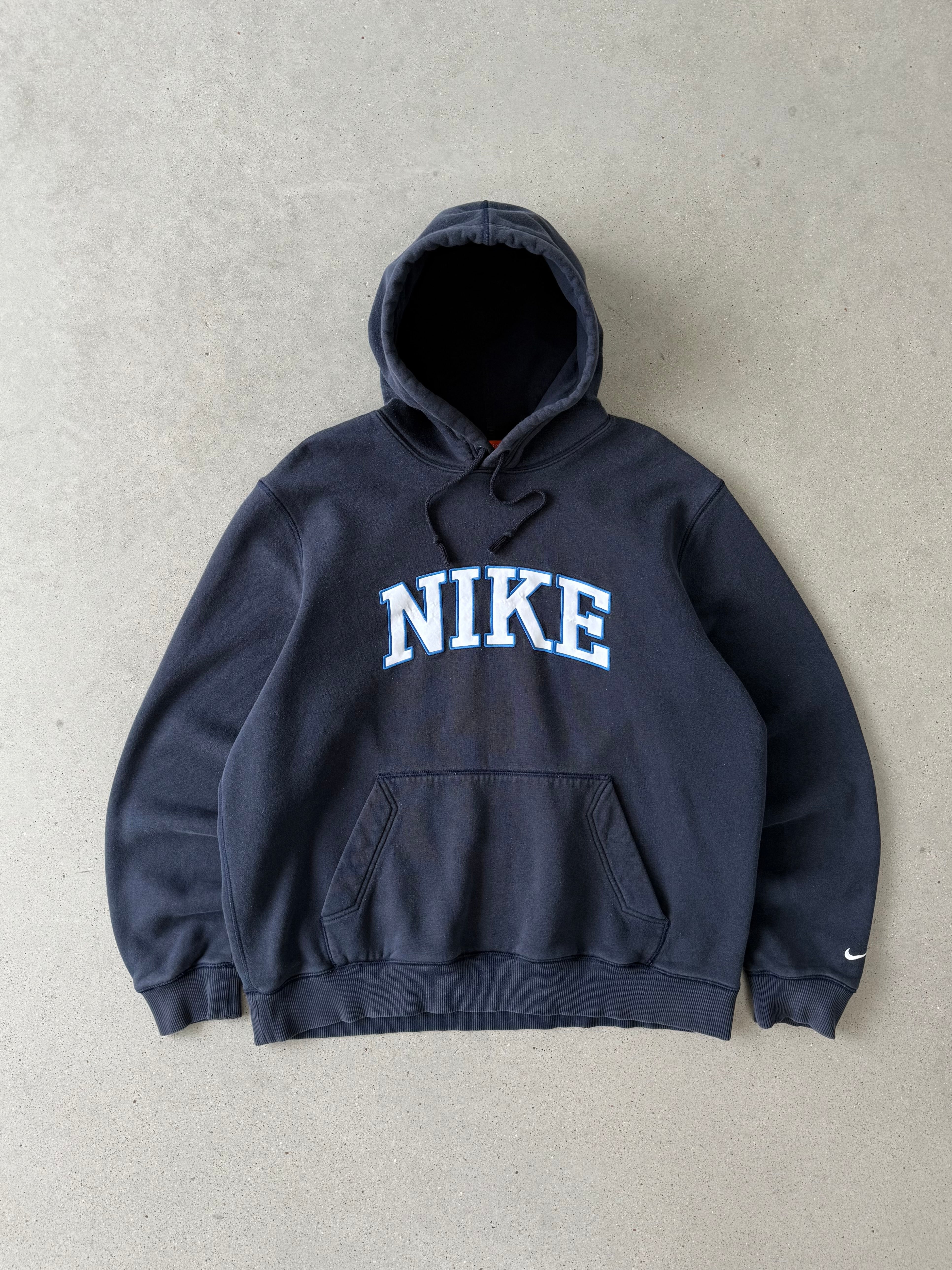 Vintage Nike Spell-out Navy Hoodie - XL