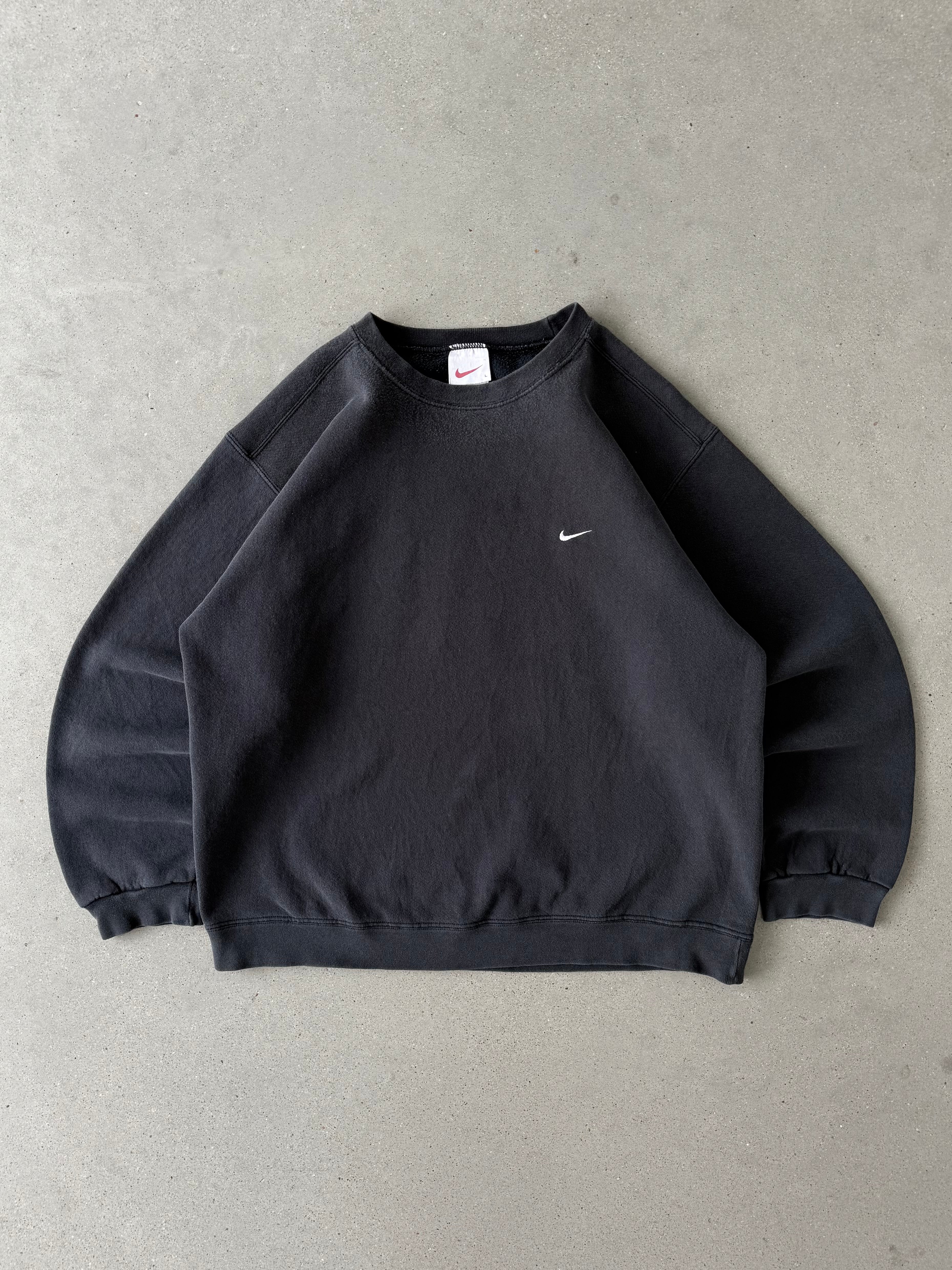 Vintage 1990s Nike Black Mini Swoosh Crewneck - L