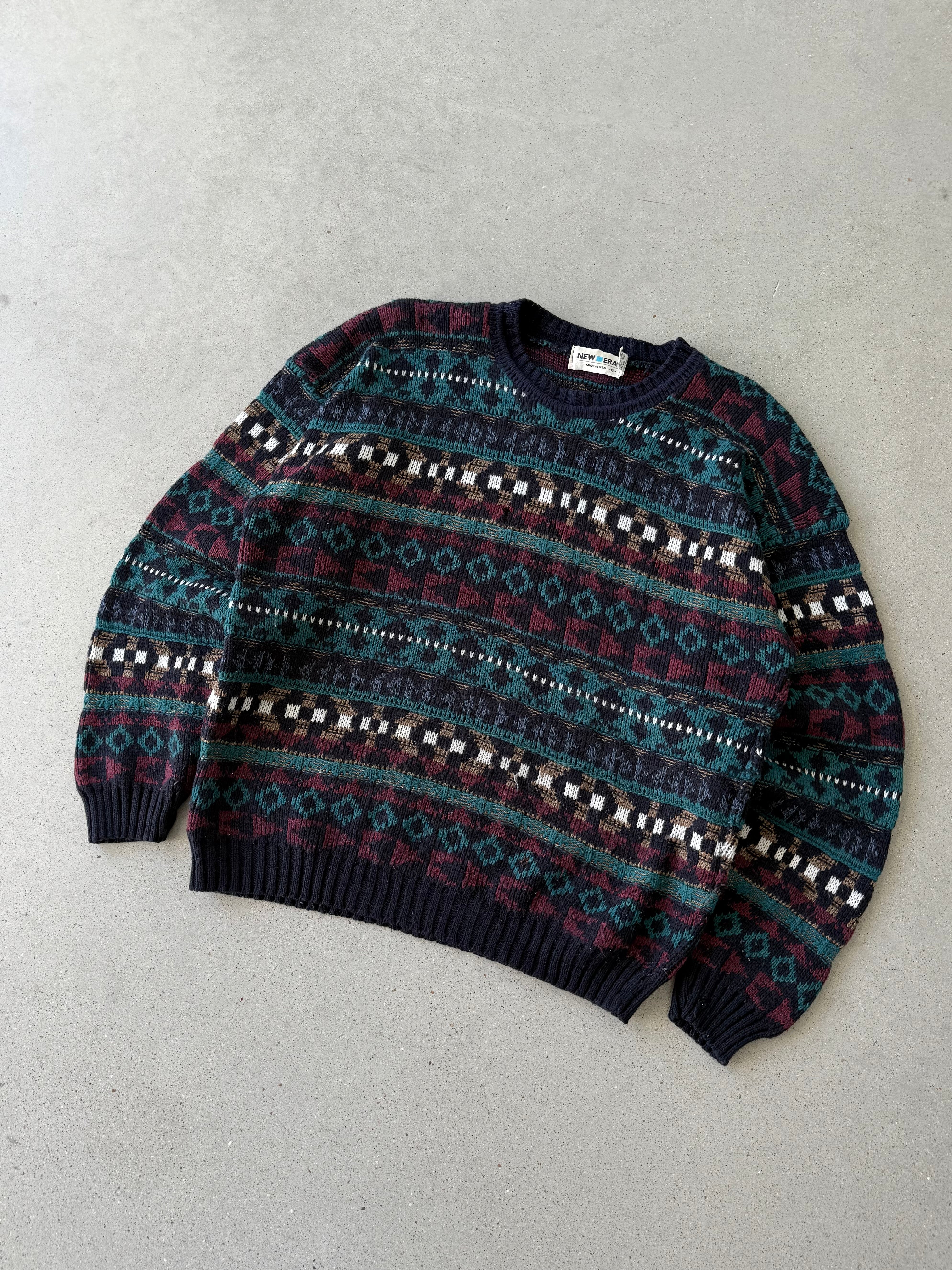 Vintage New Era Multicolored Knitted Sweater - XL