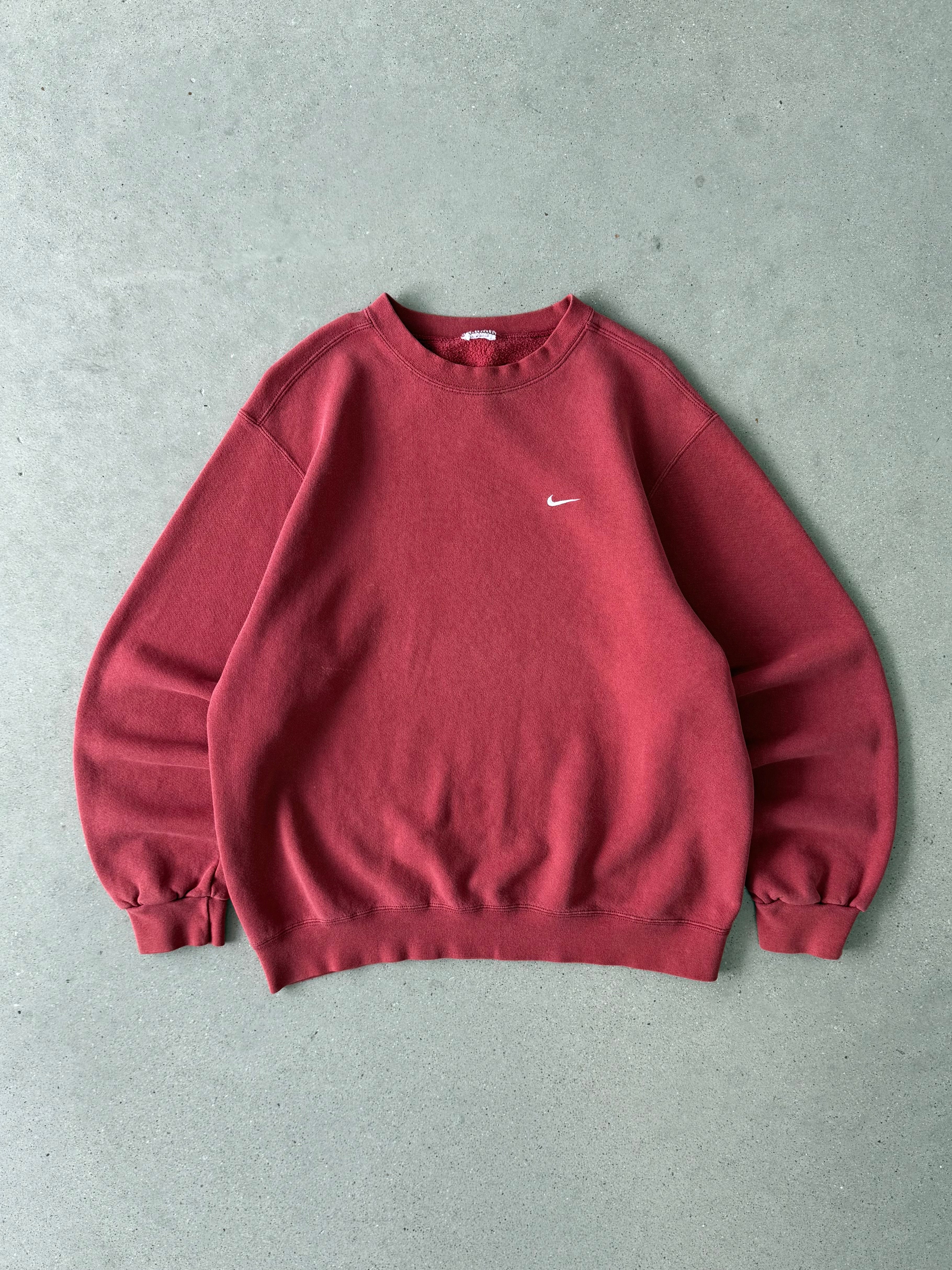 Vintage 1990s Nike Mini Swoosh Red Crewneck - M