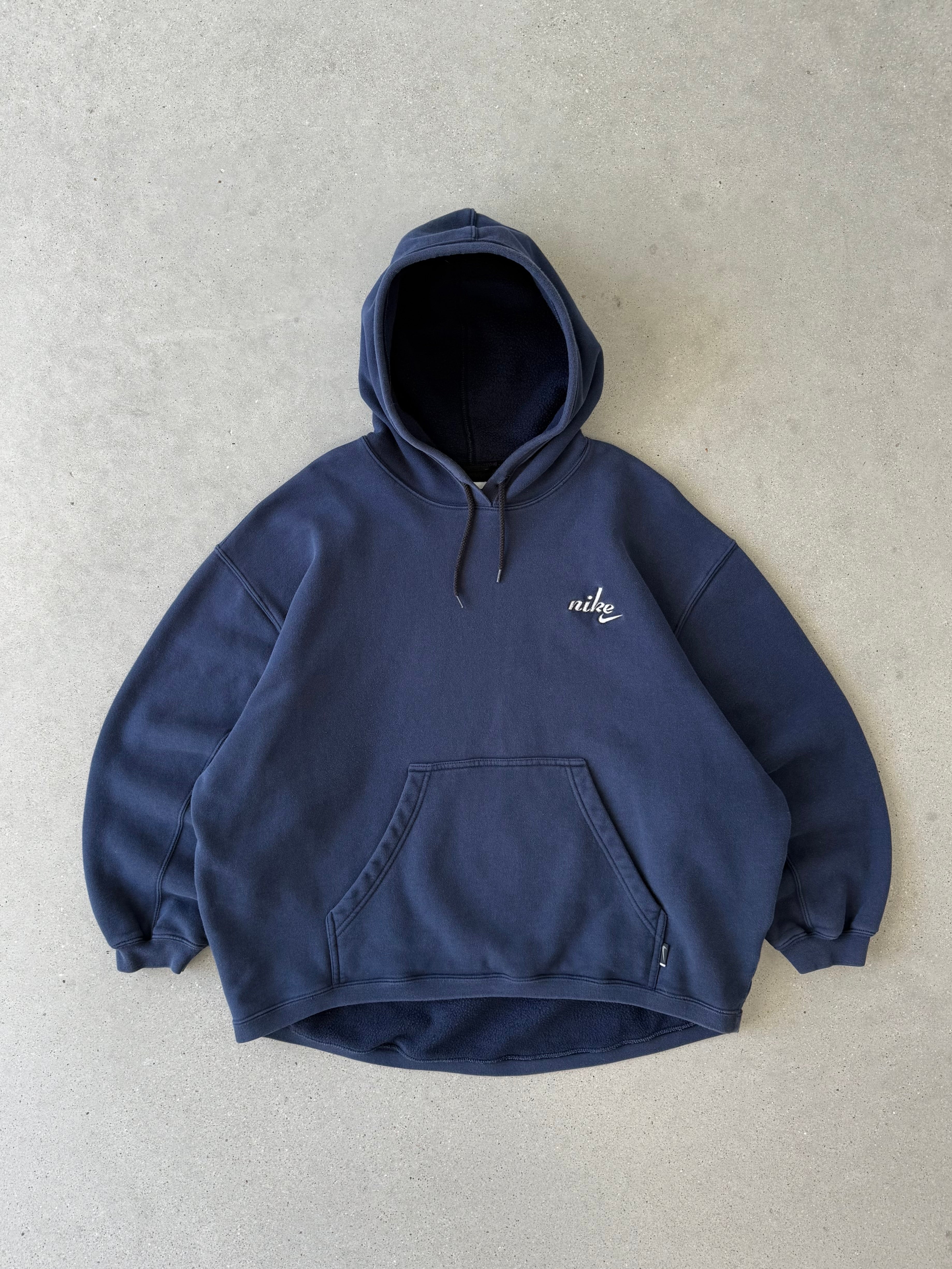 Vintage Nike Mini Spellout Logo Navy Hoodie  - XL
