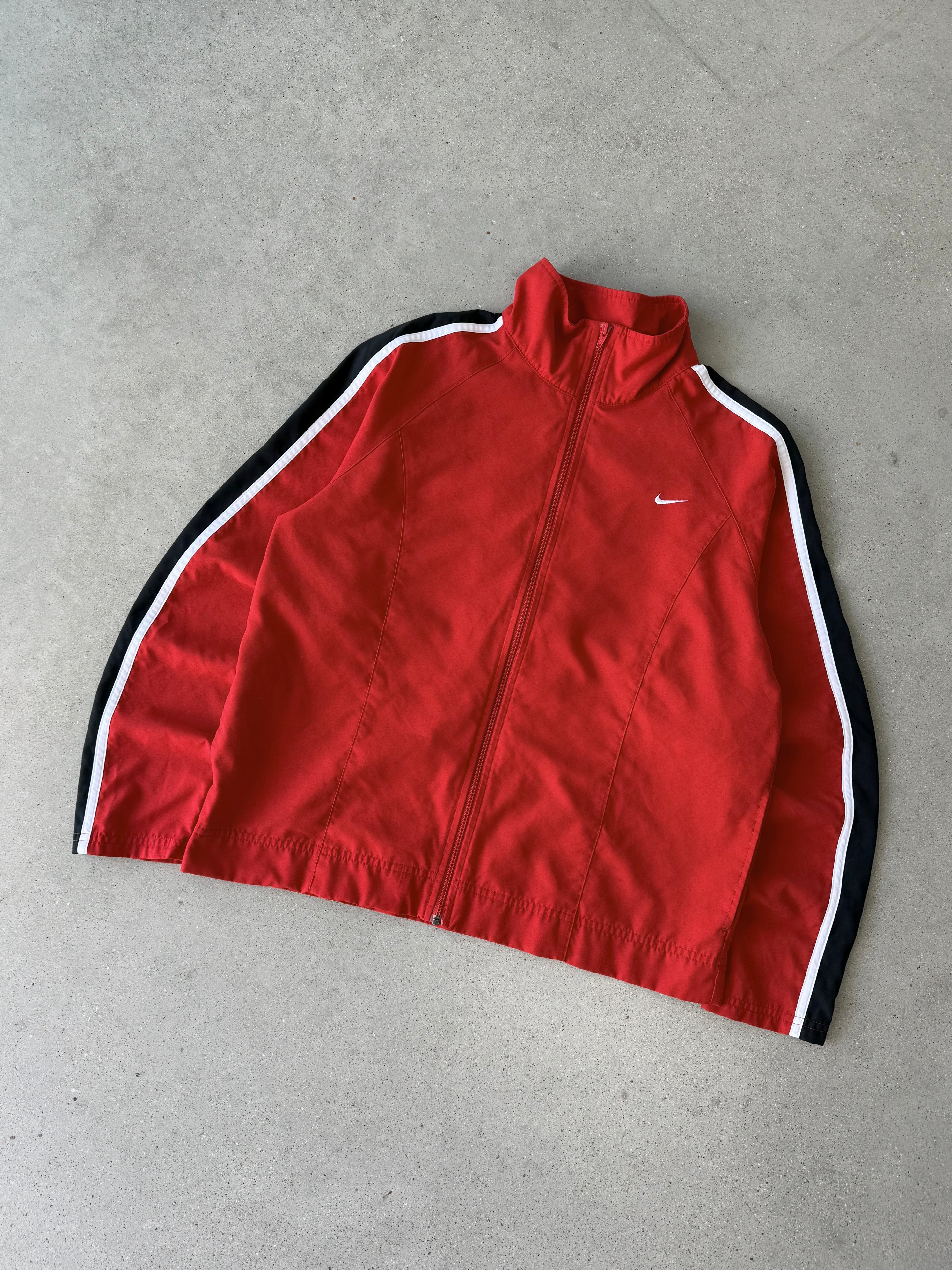Vintage 2000s Nike Women's Red/Black Track Jacket - S