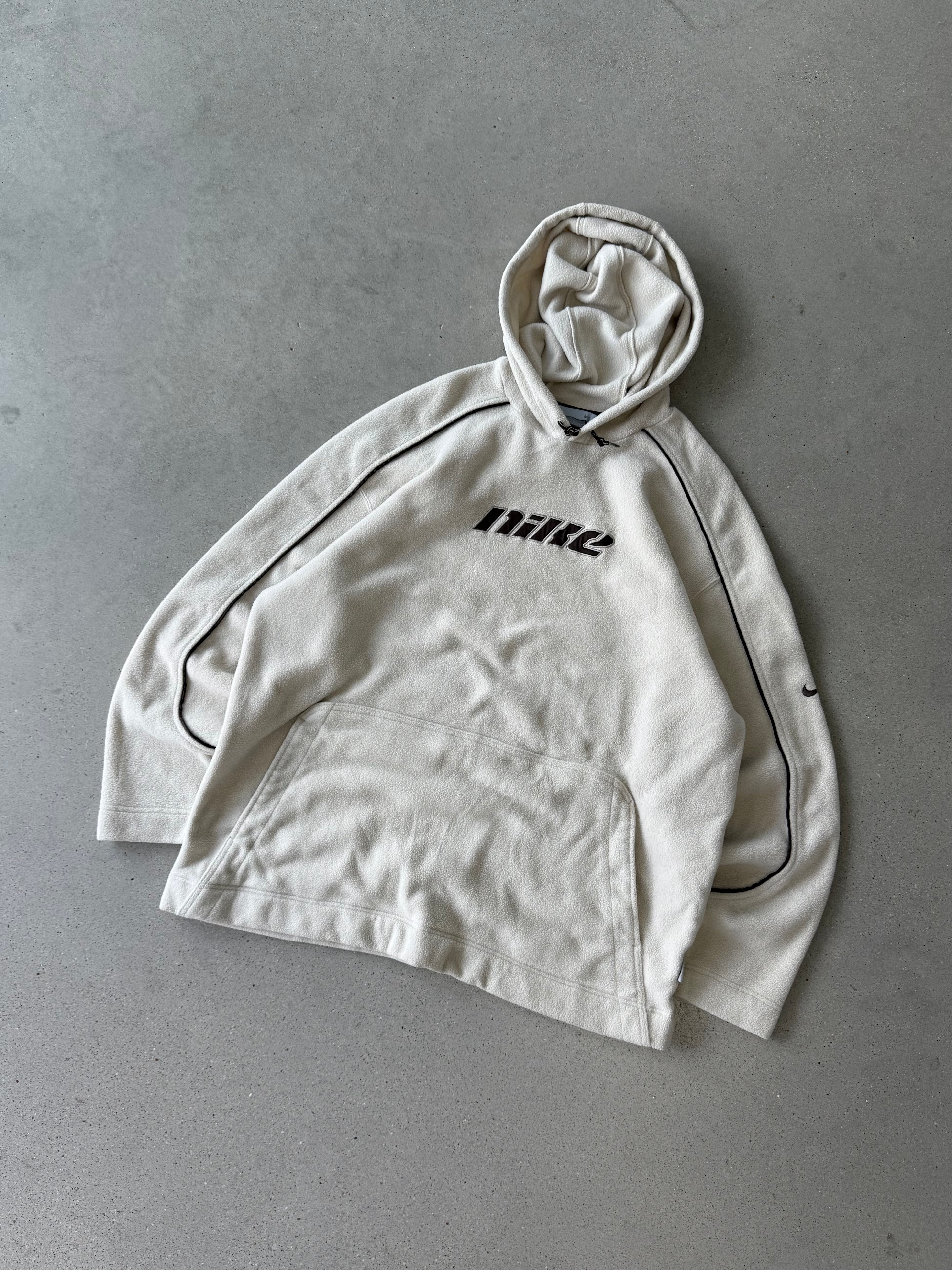 Vintage 2000s Nike Cream Fleece Hoodie - XXL