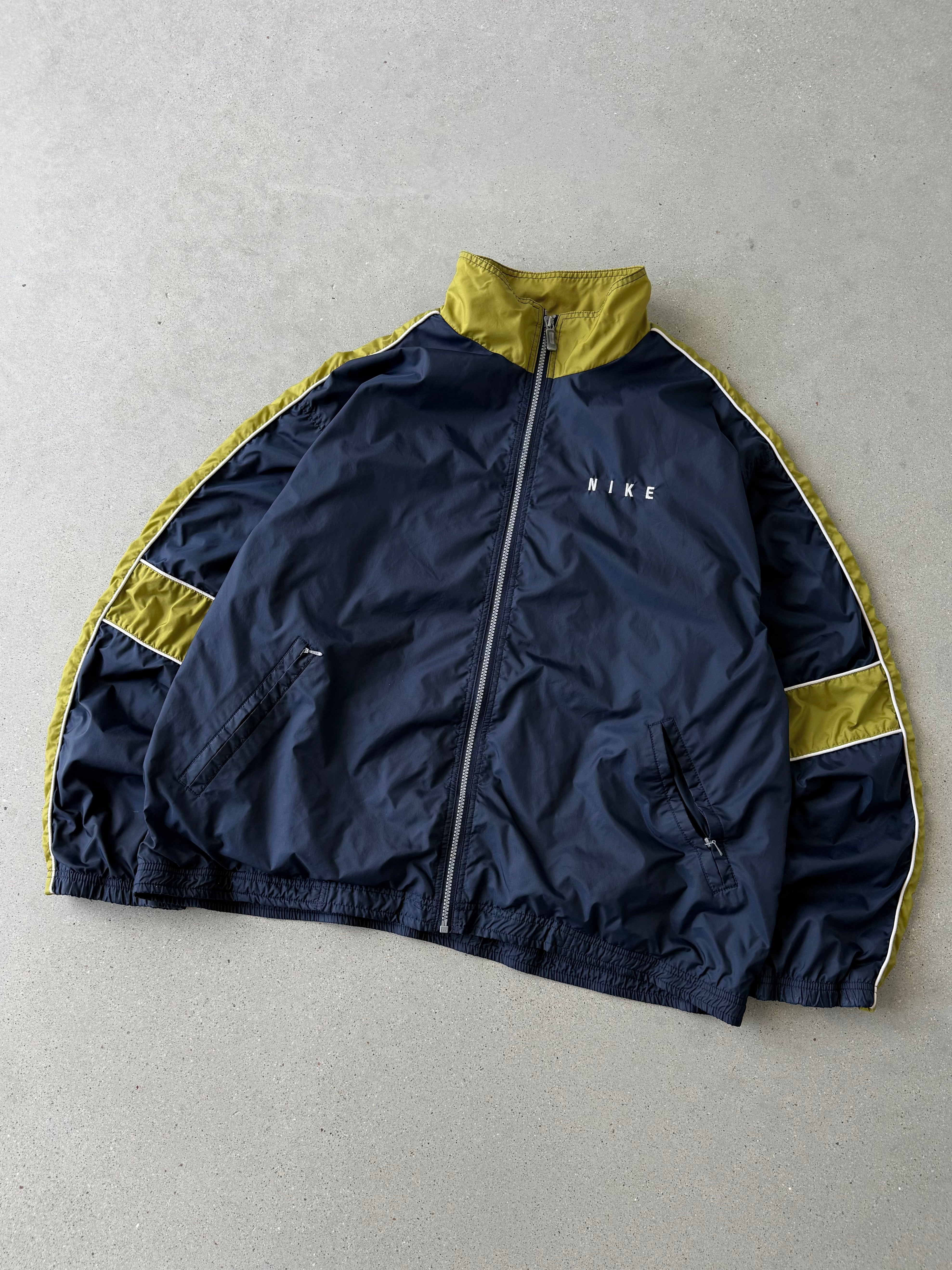 Vintage Nike Mini Spell-out Navy/Green Track Jacket - L