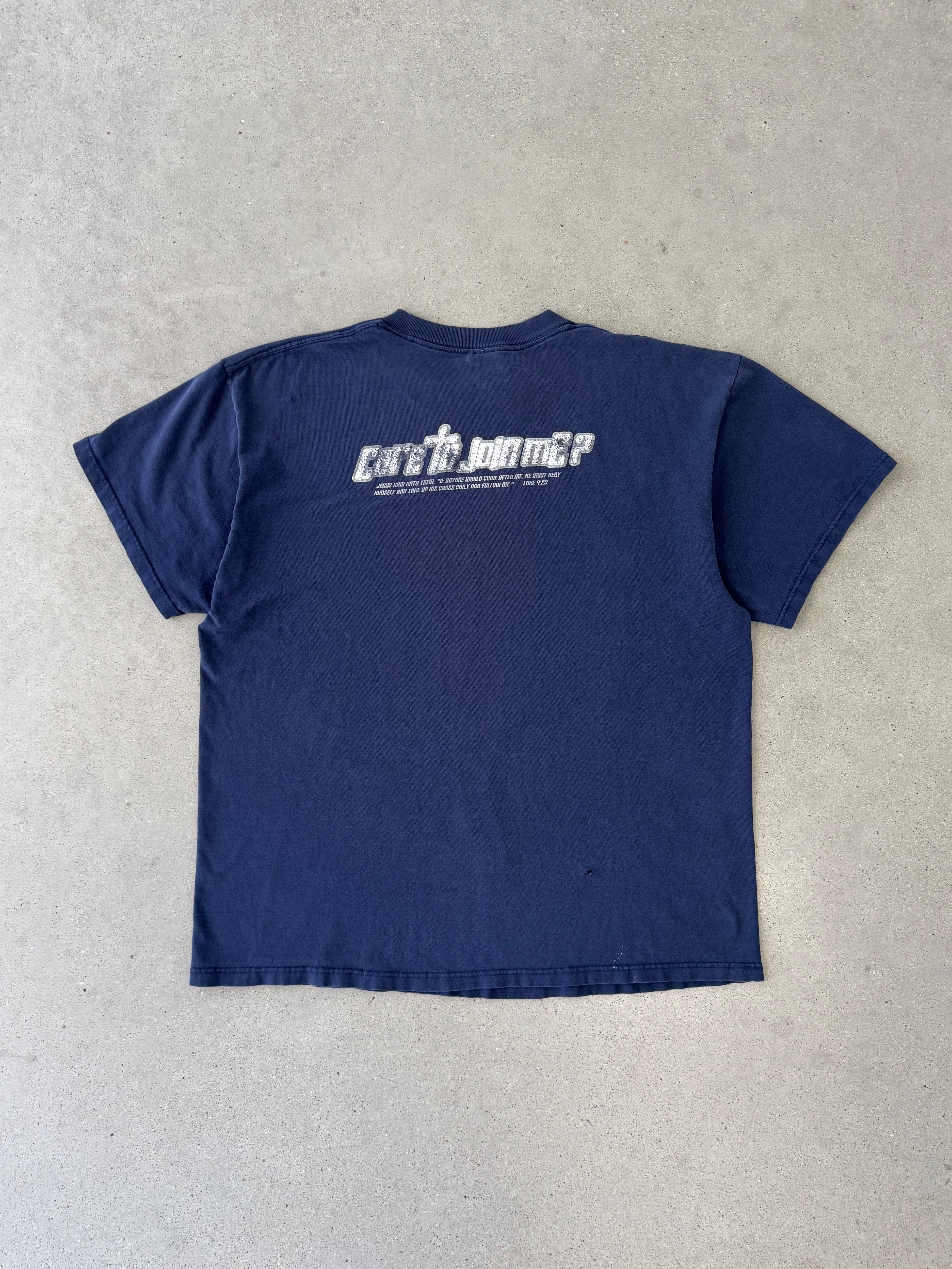 Vintage 2000s "I'm in Denial" Distressed Religious Tee - XL