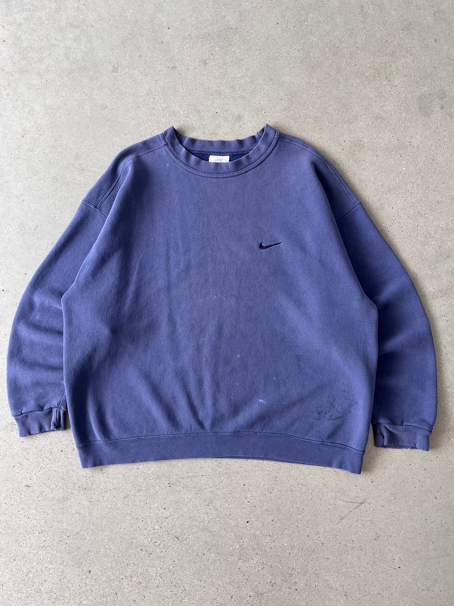 Vintage Nike Navy Tonal Mini Swoosh Crewneck - XL