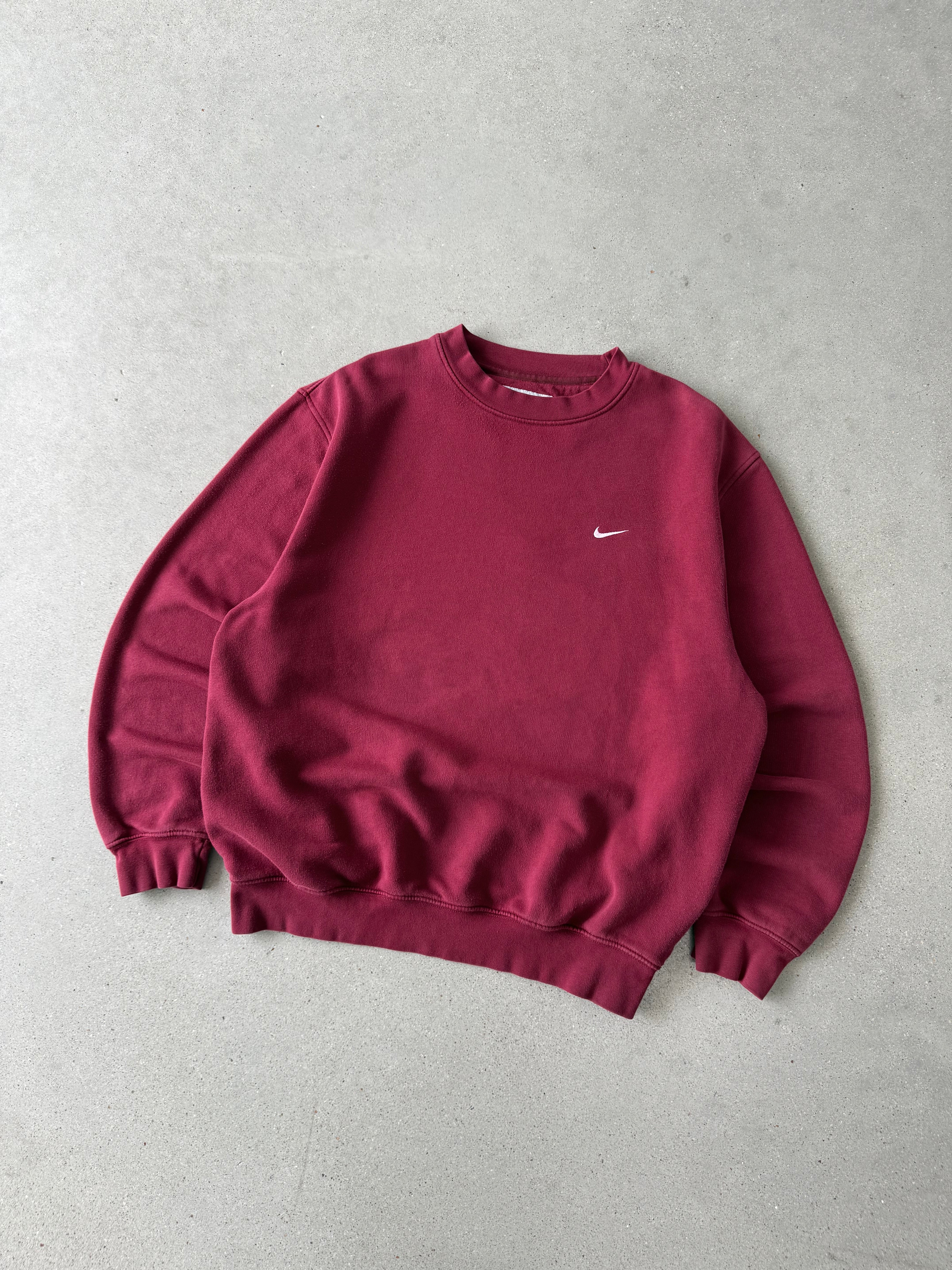 Vintage Nike Red Wine Mini Swoosh Sweatshirt - M