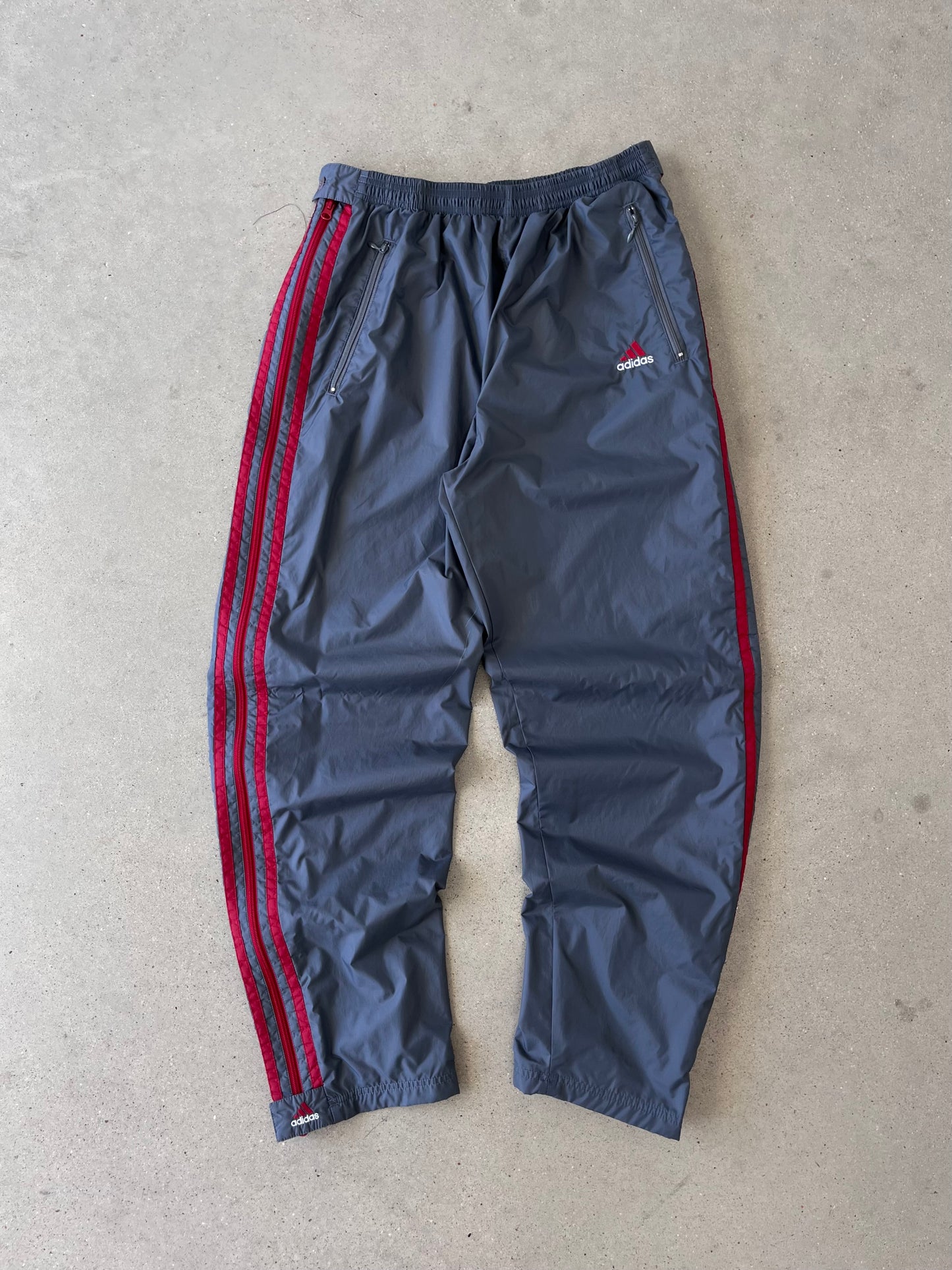 Vintage Adidas Grey/Red Track Pants - XL