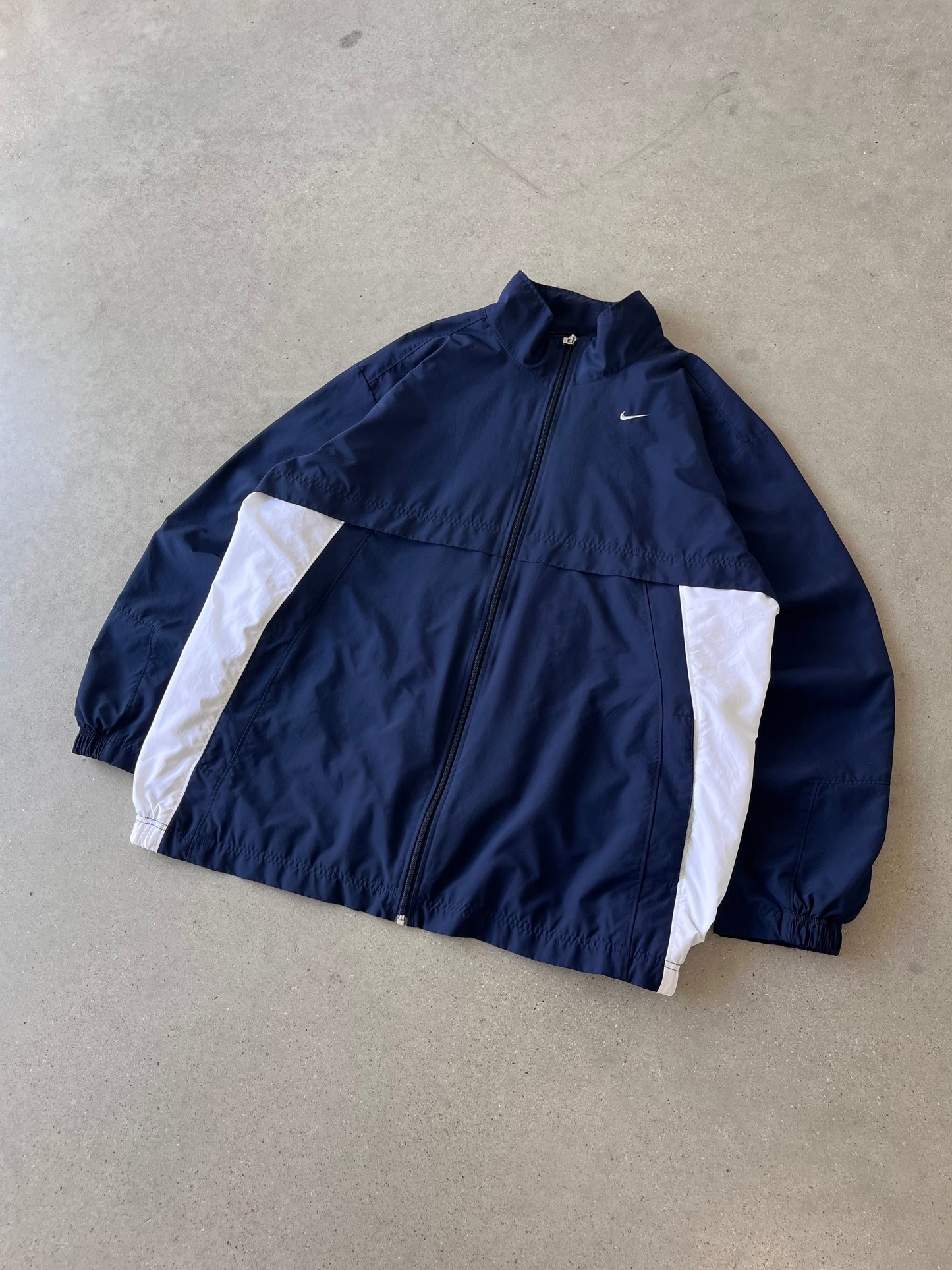 Vintage Nike Mini Swoosh Navy/White Track Jacket - XL