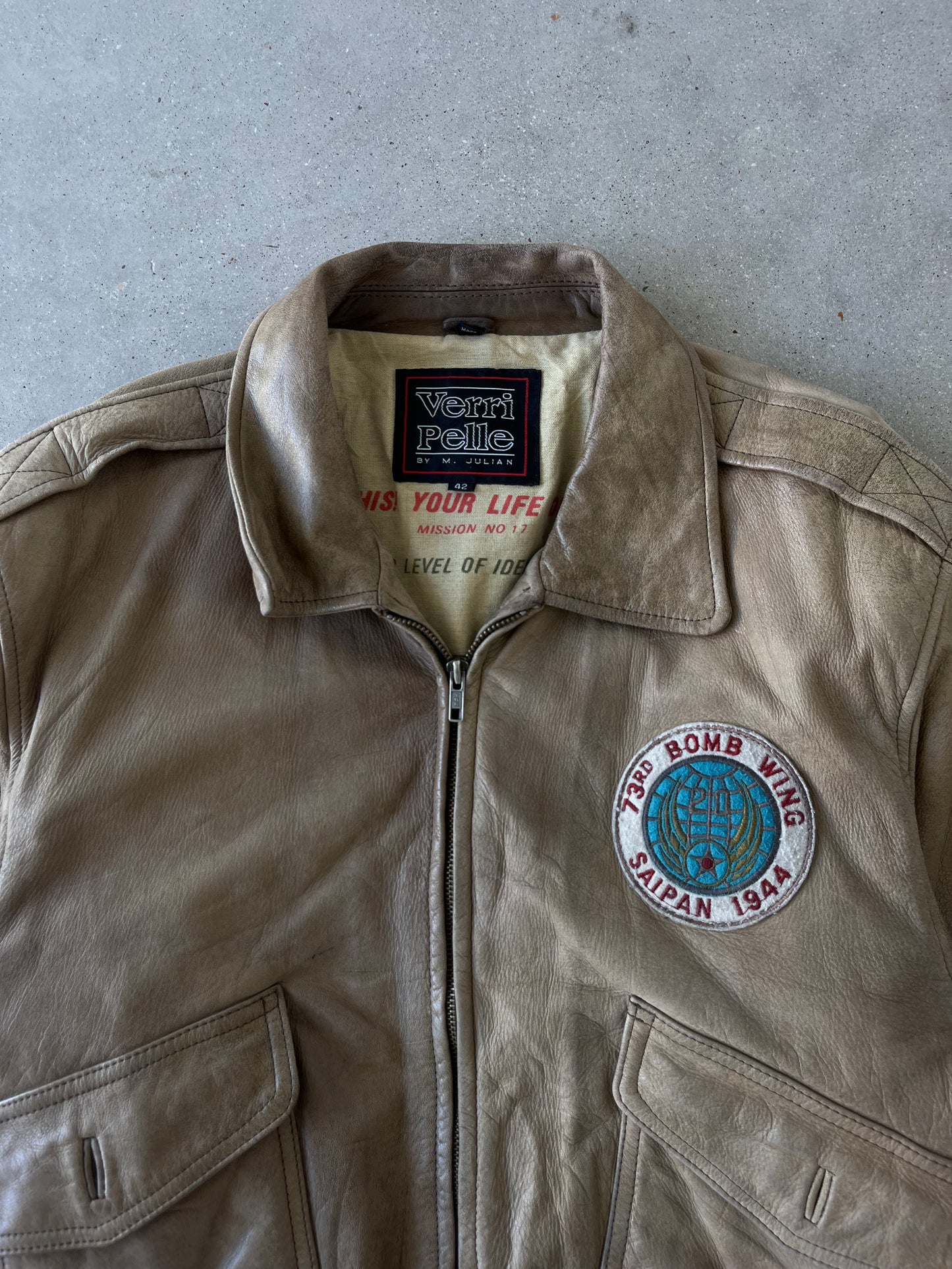 Vintage Verri Pelle 'The Pacific Pioneer' 73rd Bomb Wing Bomber Leather Jacket - L