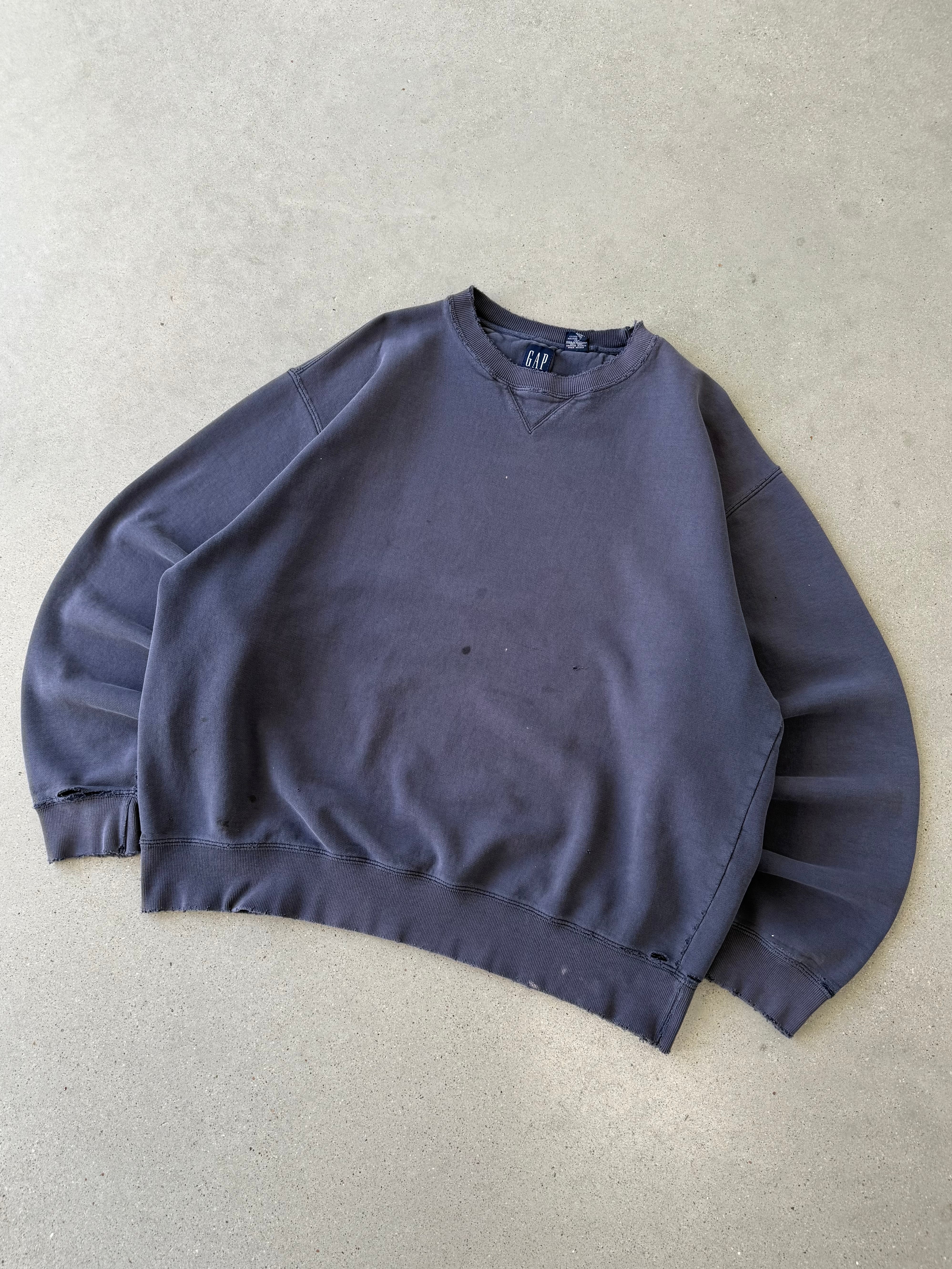 Vintage GAP Distressed Navy Blank Crewneck  - XL