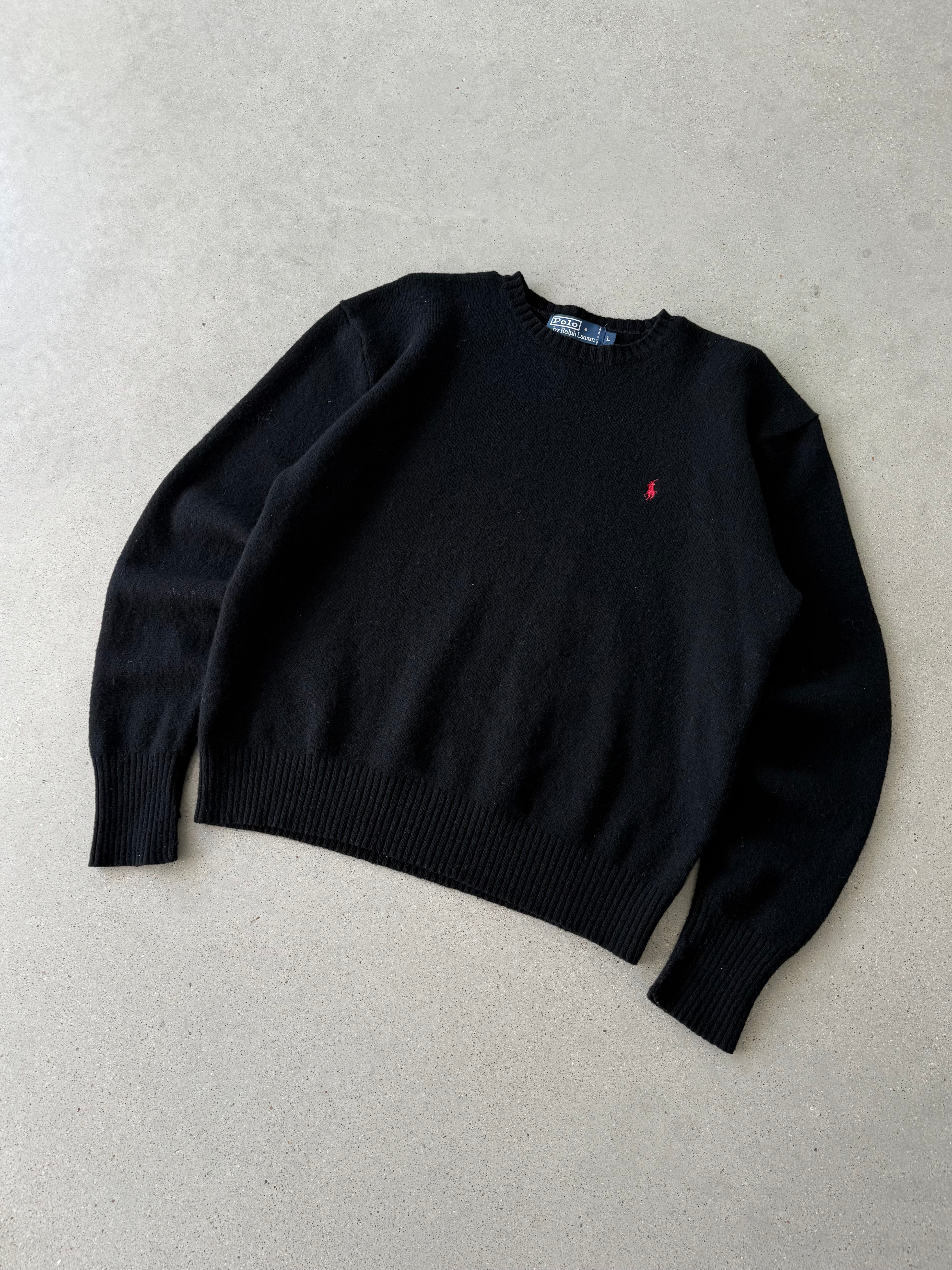 Vintage Polo Ralph Lauren Black Wool Sweater - L