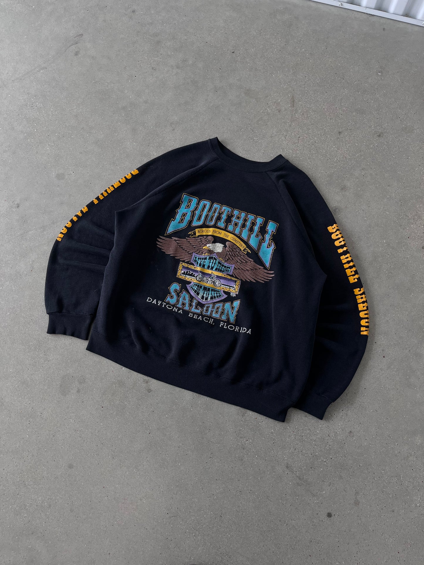 Vintage 80s Boothill Saloon Biker Sweatshirt - XL