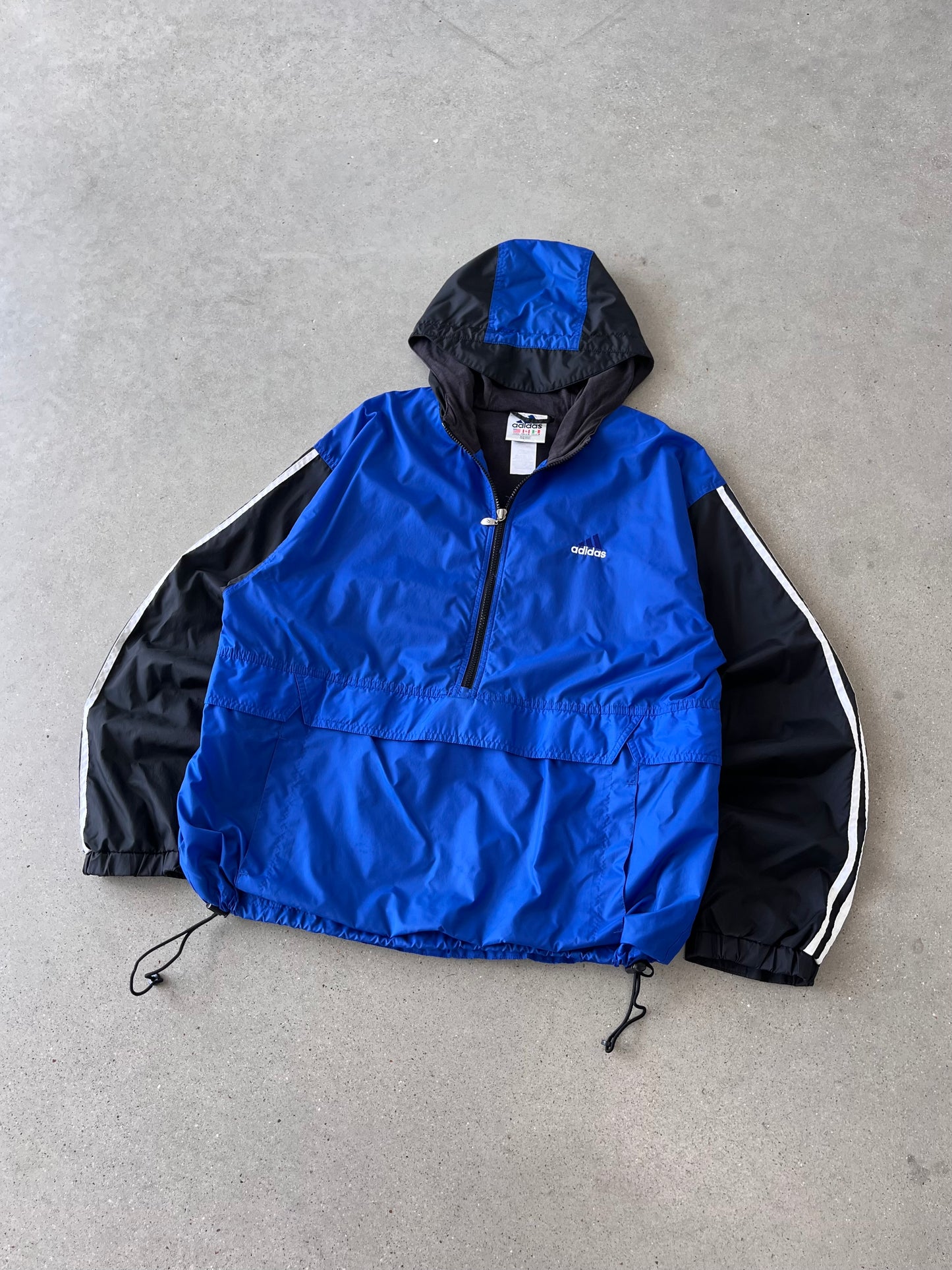 Vintage Adidas Blue Hooded Windbreaker Jacket - L