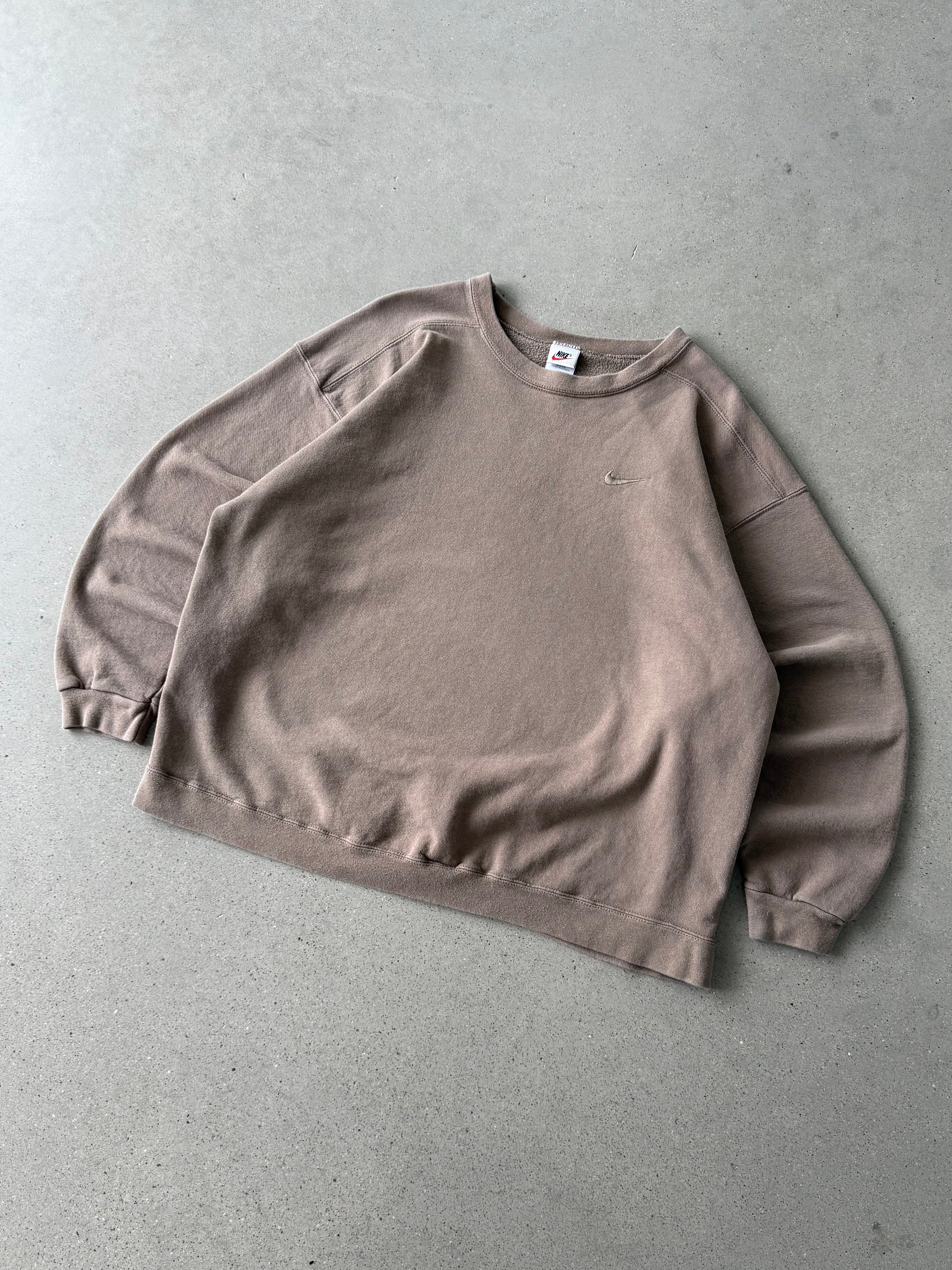 Vintage 90s Nike Mocha Tonal Mini Swoosh Crewneck - XL