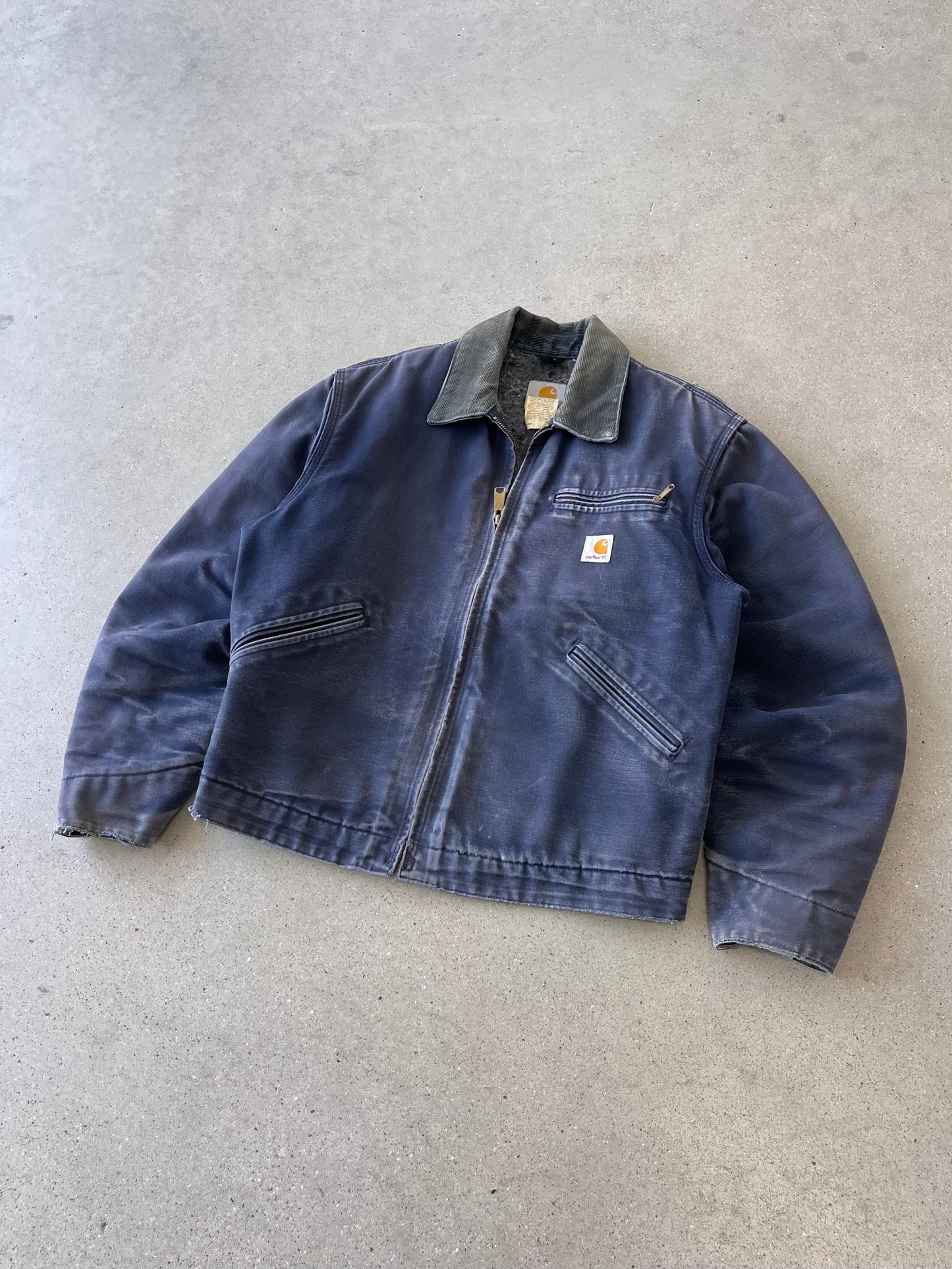 Vintage Carhartt Faded Navy Blanket-lined Detroit Jacket - M