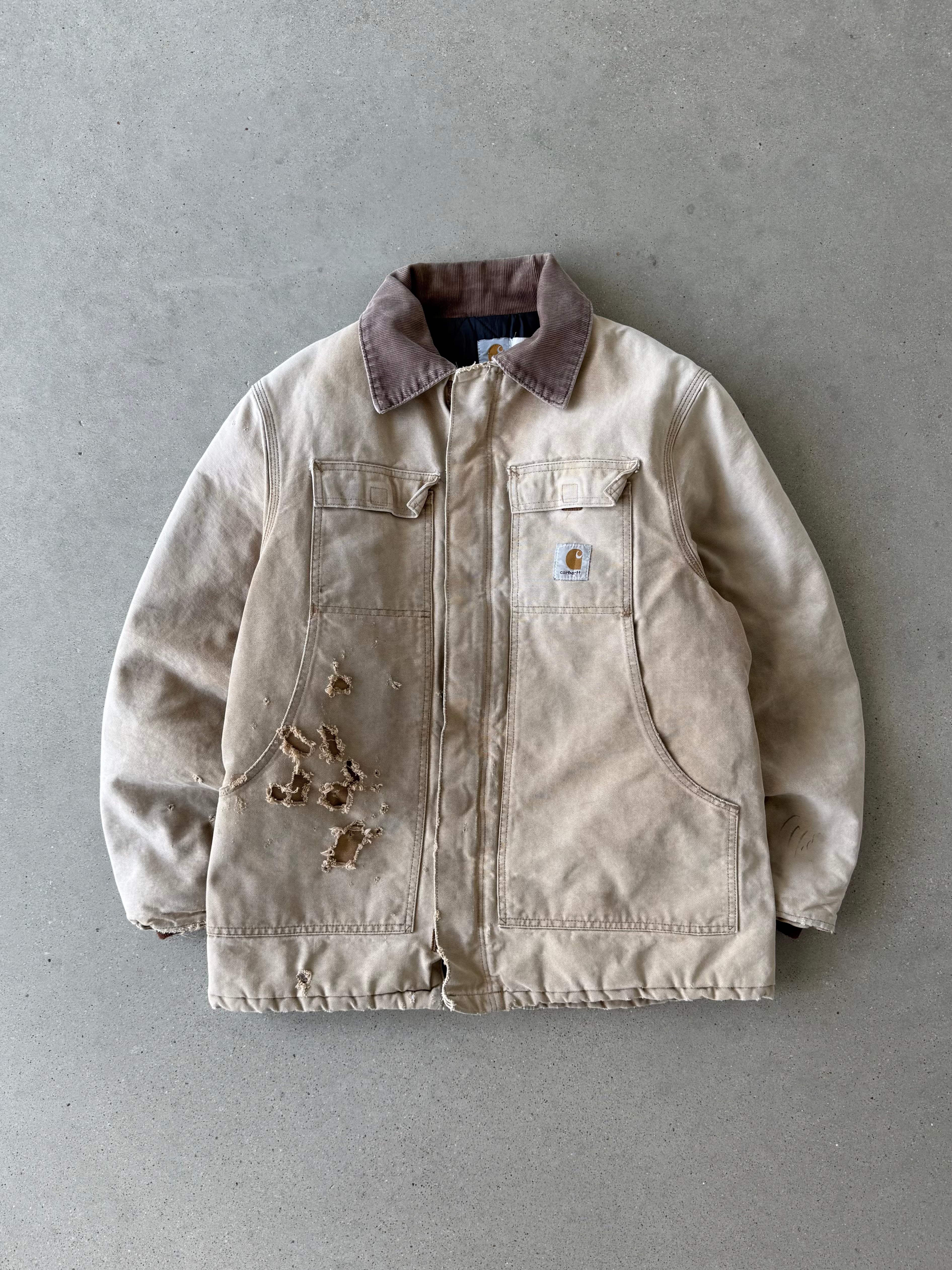 Vintage Carhartt Distressed Tan Chore Coat - L