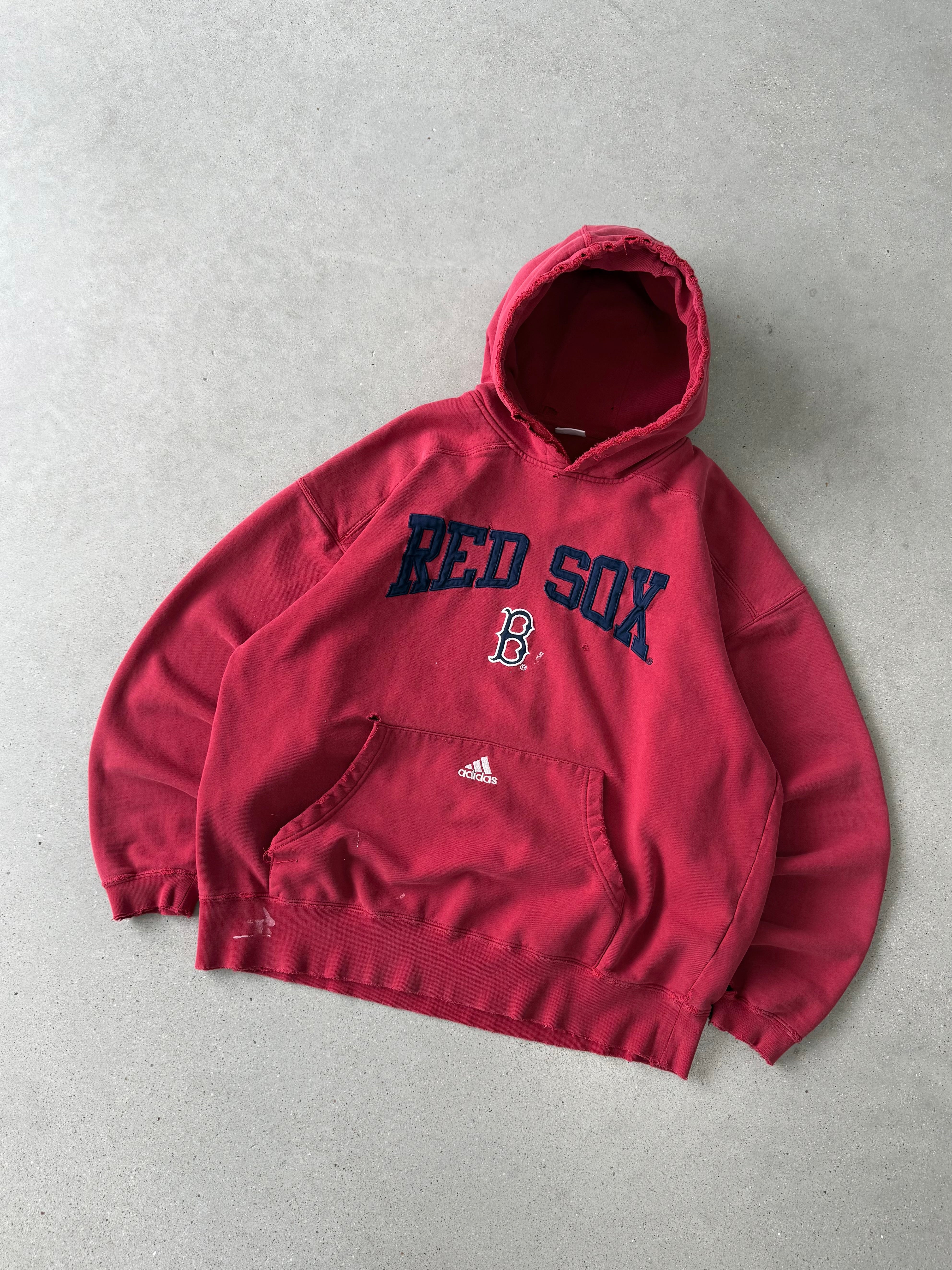 Vintage 2000s Adidas Distressed Red Sox Hoodie - L