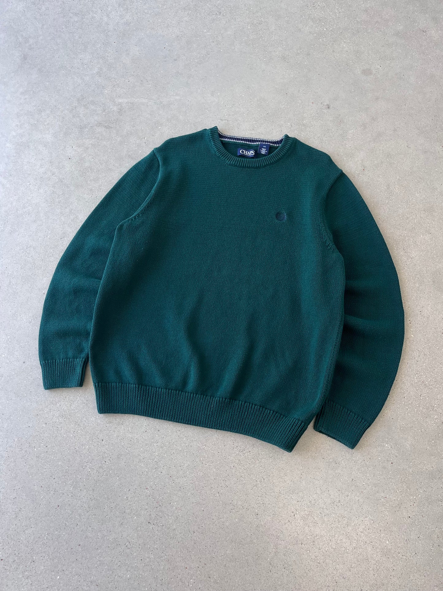 Vintage Chaps Forest Green Knitted Sweater - L