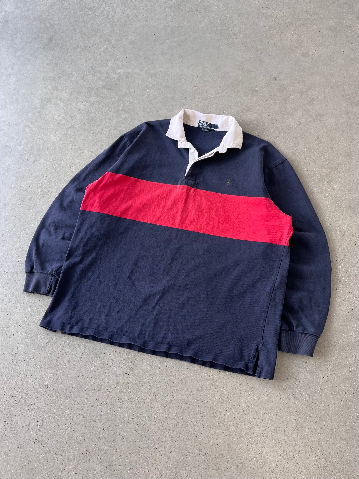 Vintage Polo Ralph Lauren Red/Navy Striped Long Sleeve - L