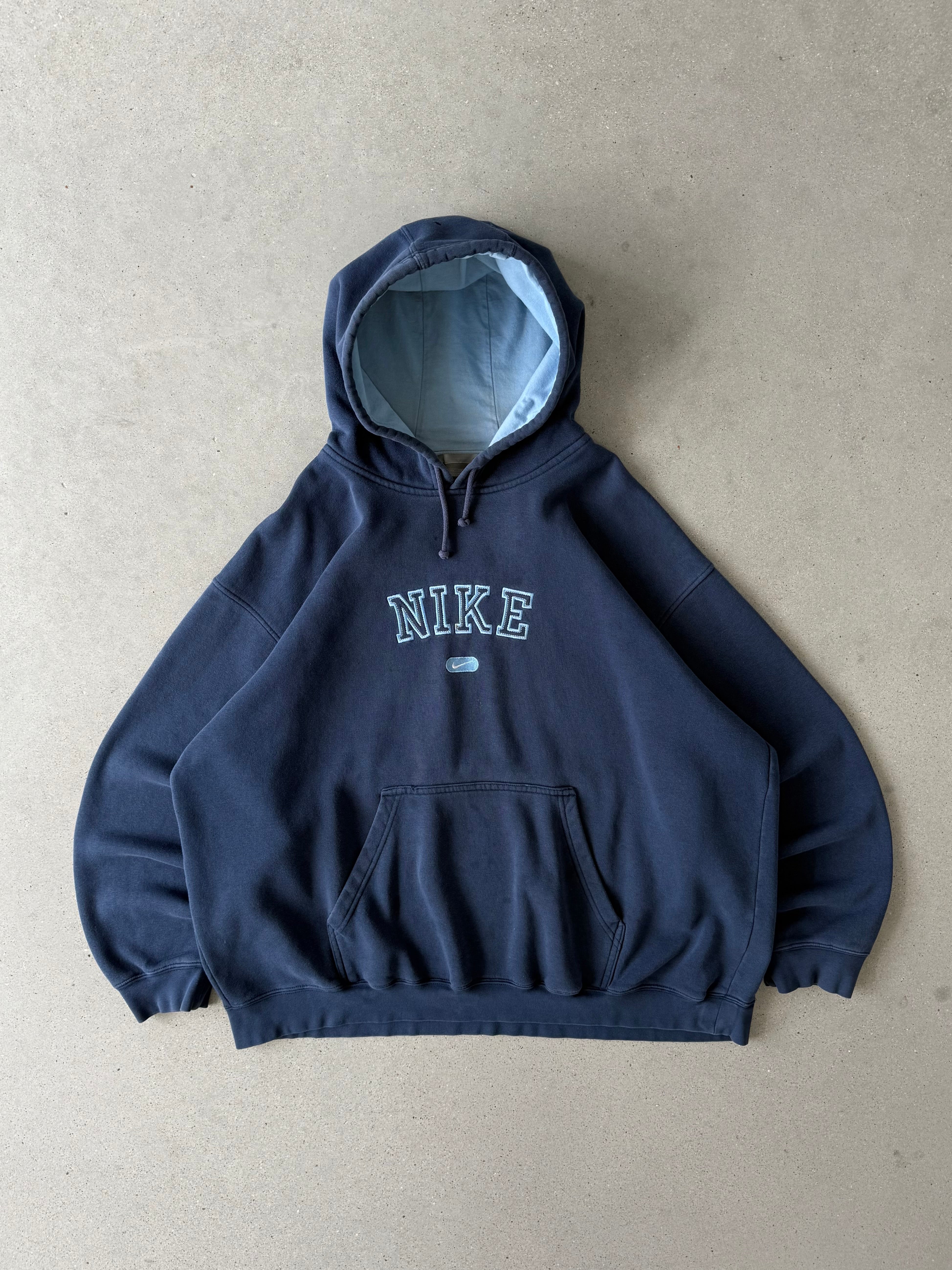 Vintage 2000s Nike Spell-out Navy/Blue Hoodie - XXL