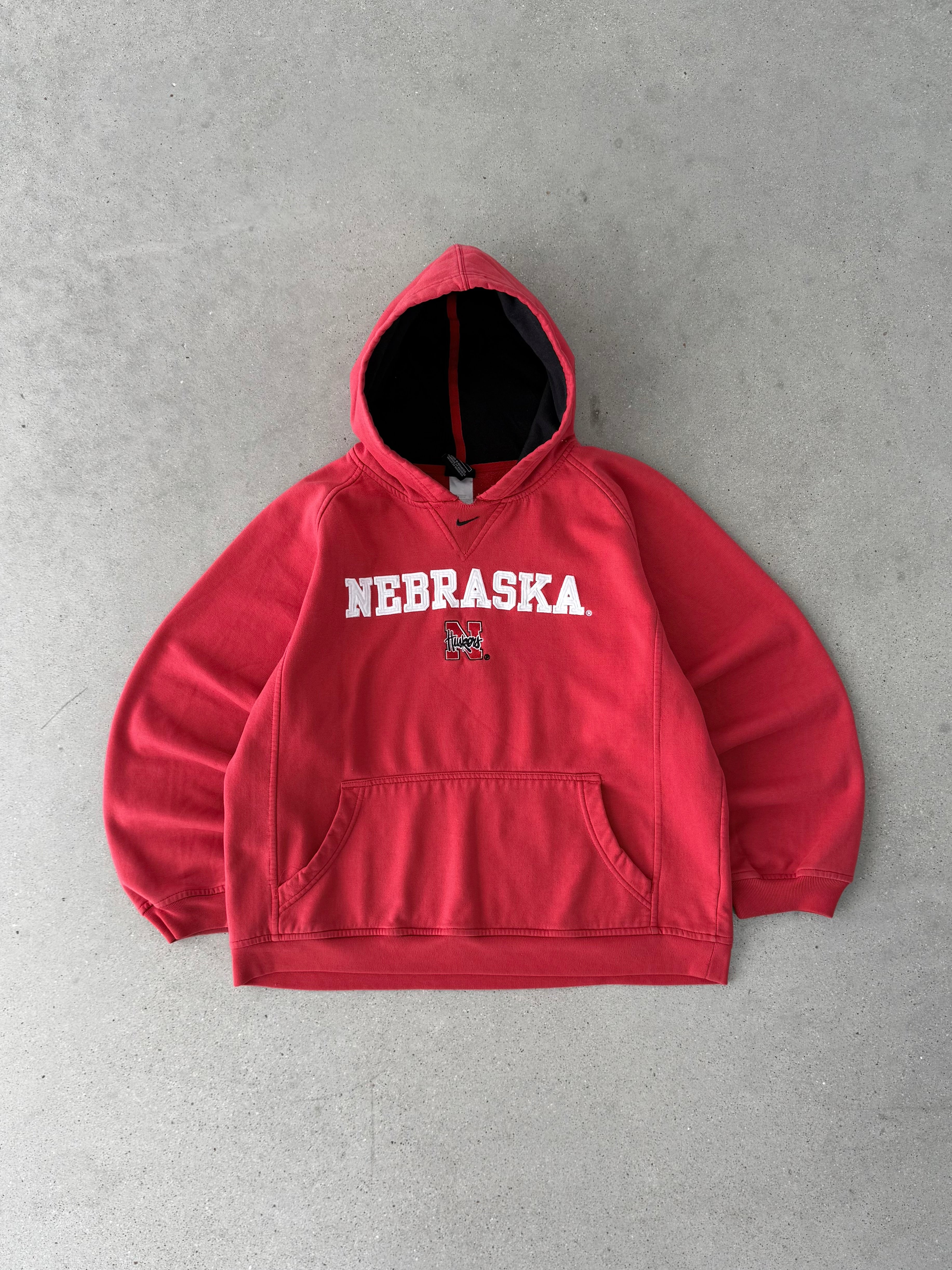 Vintage Nike TEAM Nebraska Center Swoosh Hoodie - Youth L