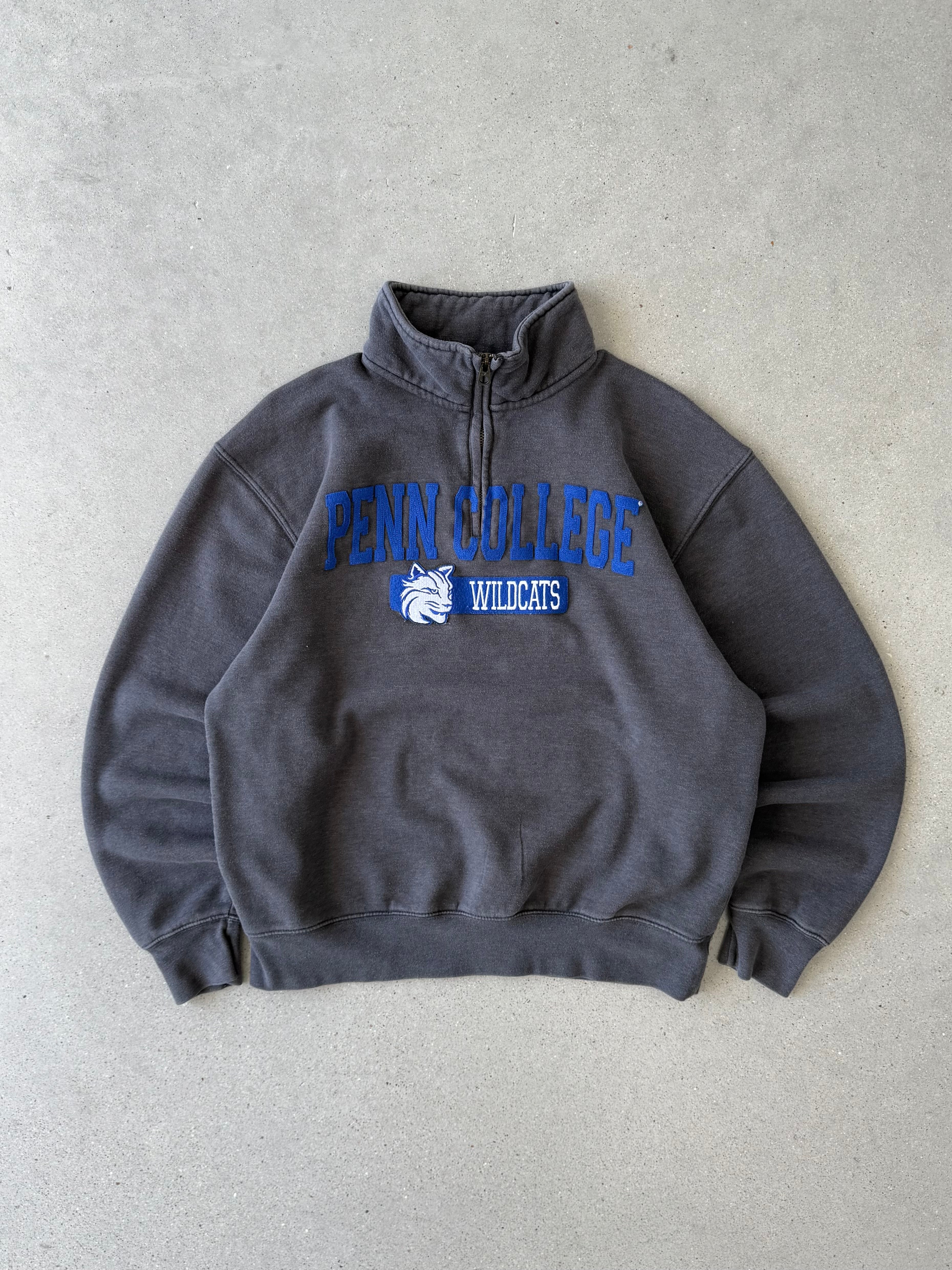 Vintage Penn College Wildcats Quarter-zip Crewneck - M