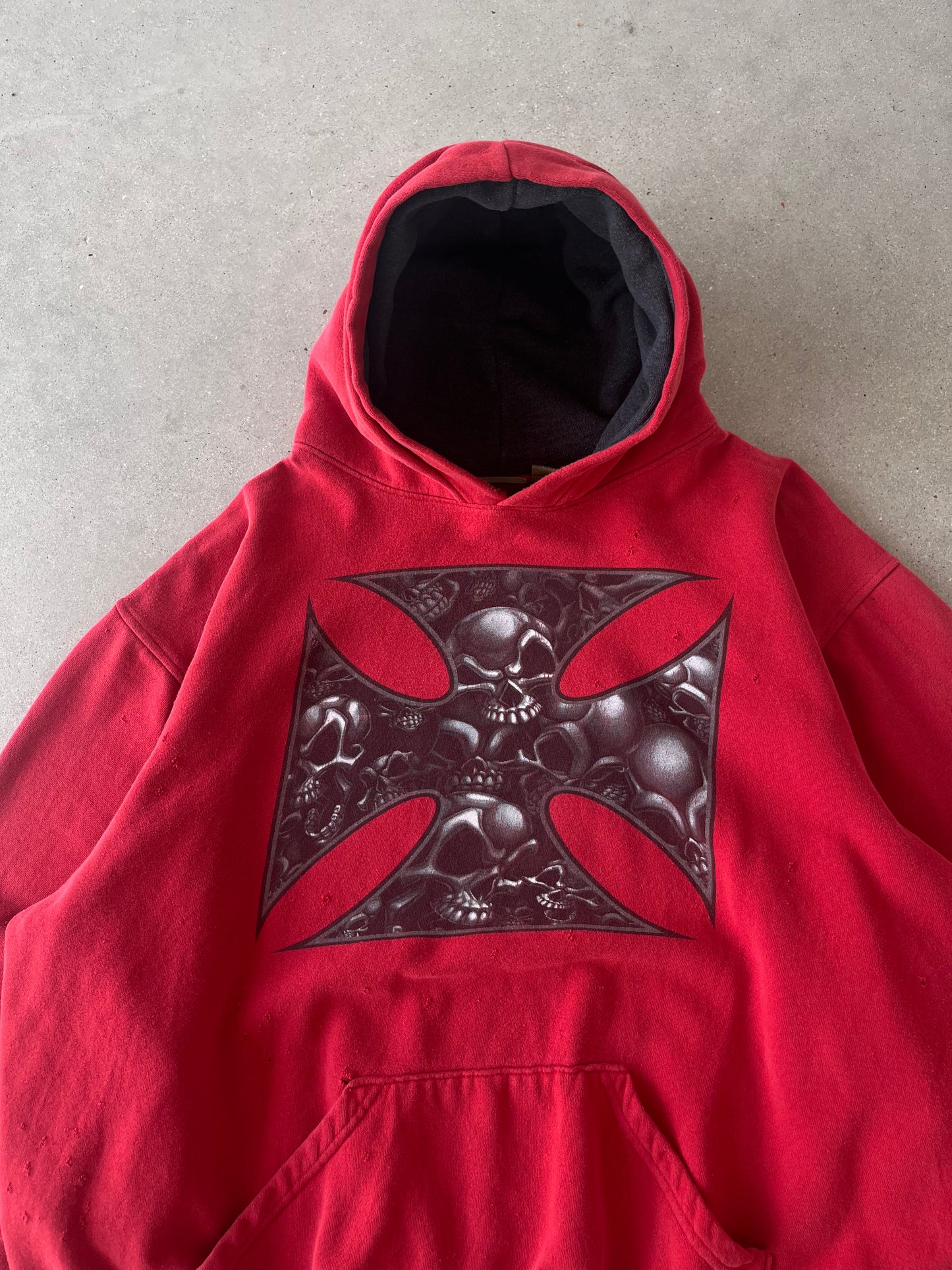 Vintage Y2K ODM Skull Skater Hoodie - XXL