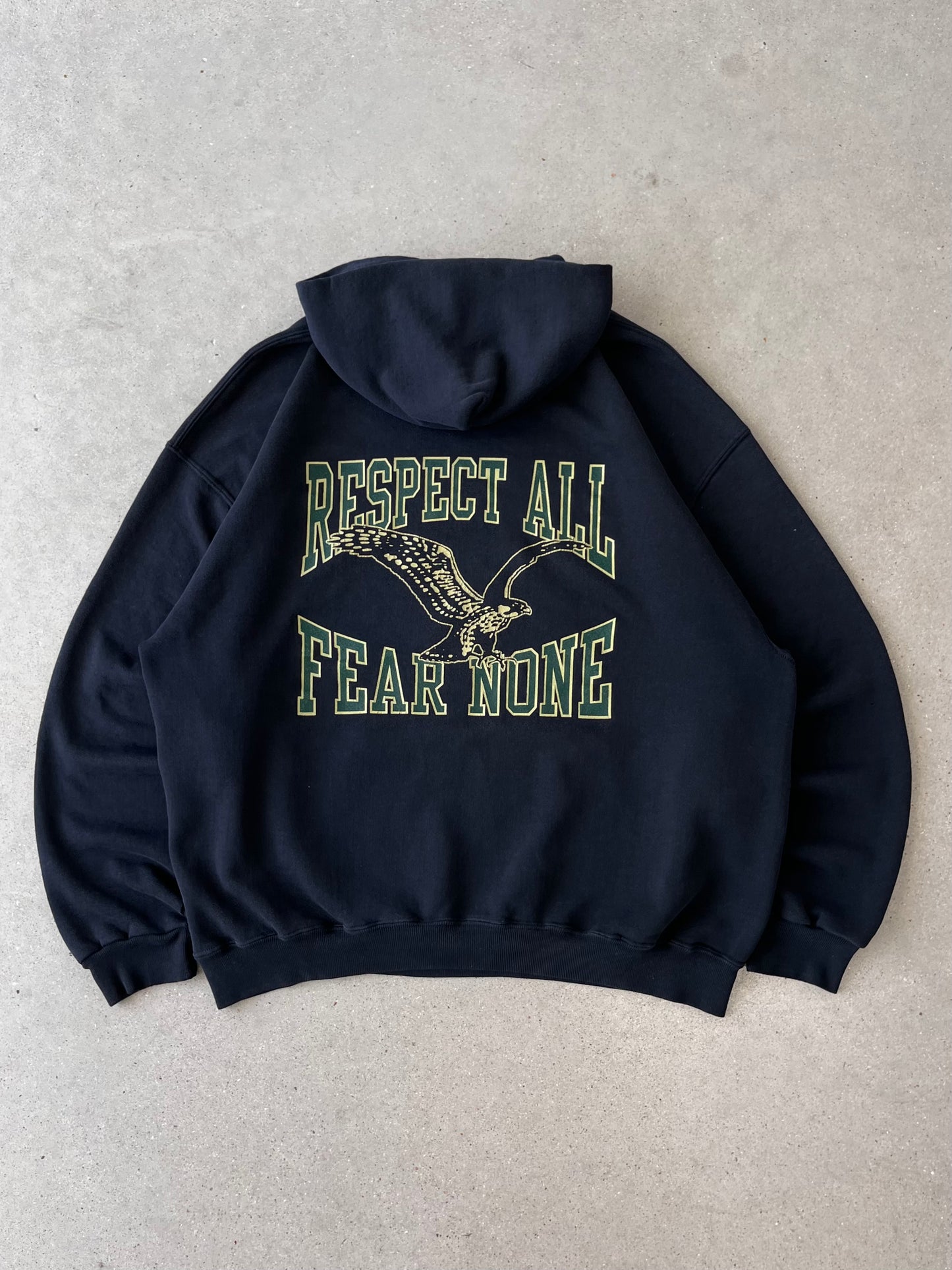 Vintage "Respect All, Fear None" Russell Athletic Hoodie - XL