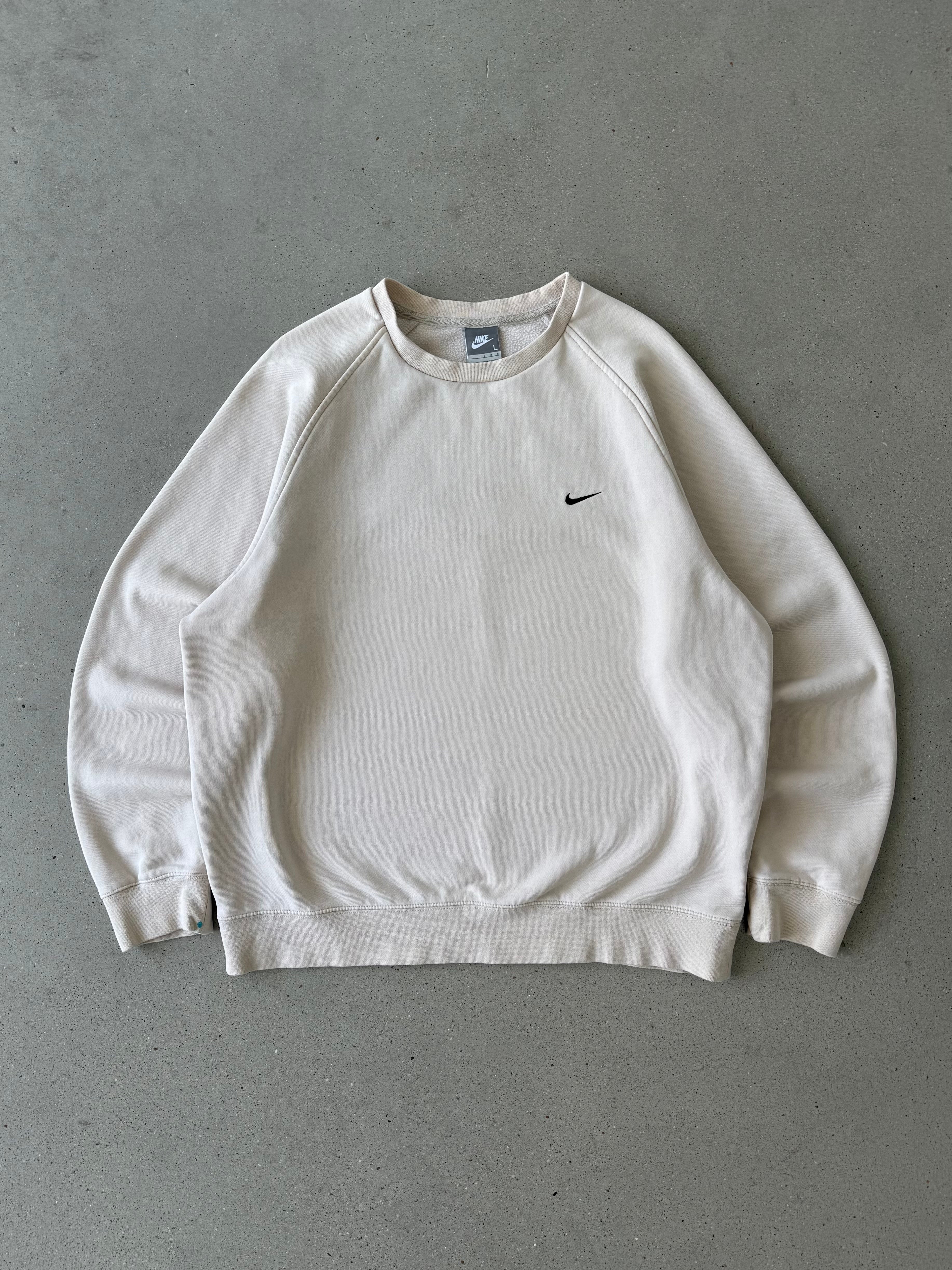 Vintage Nike Mini Swoosh Cream Crewneck - L