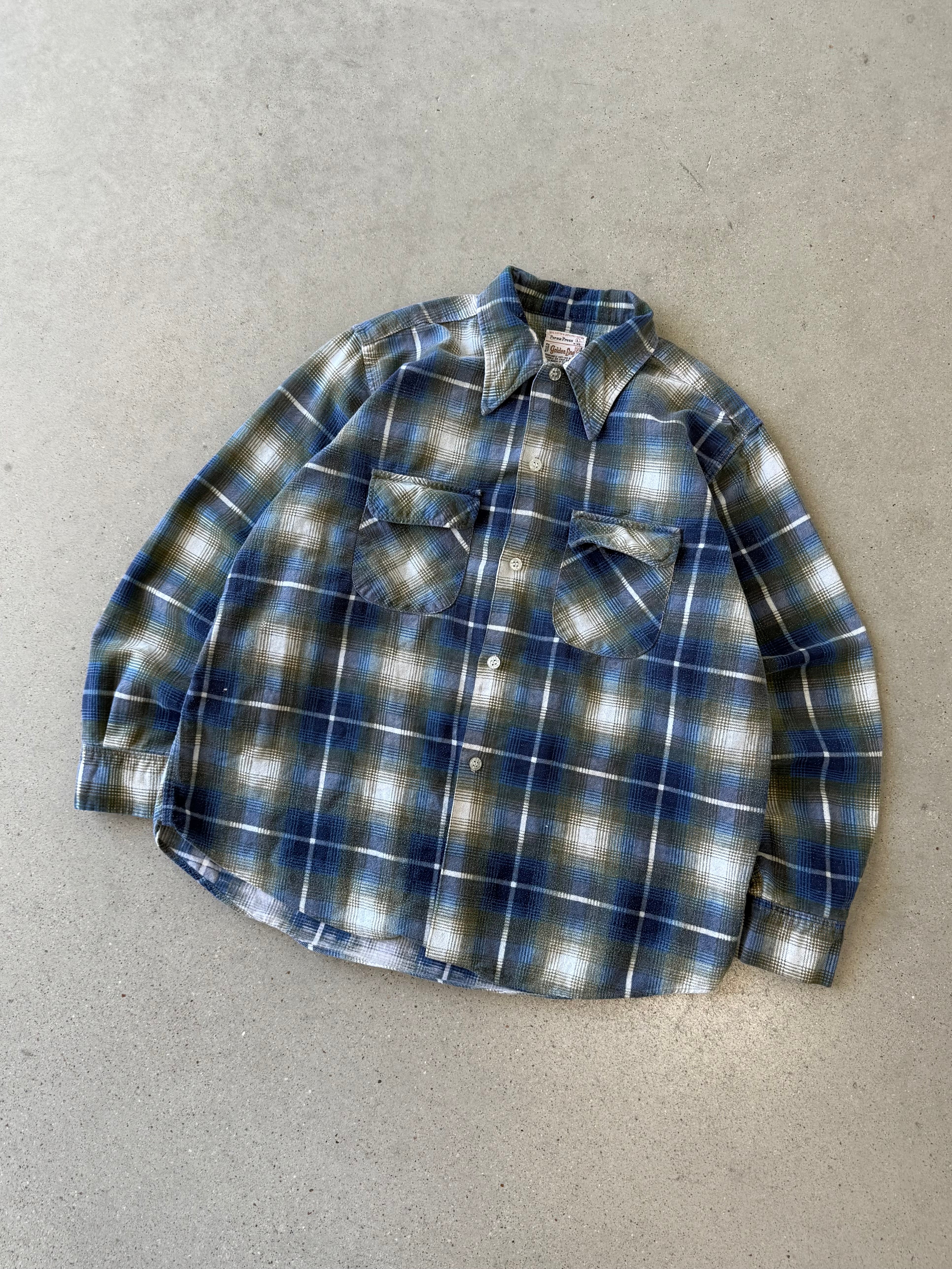 Vintage 1980s Golden Line Plaid Button-up - L