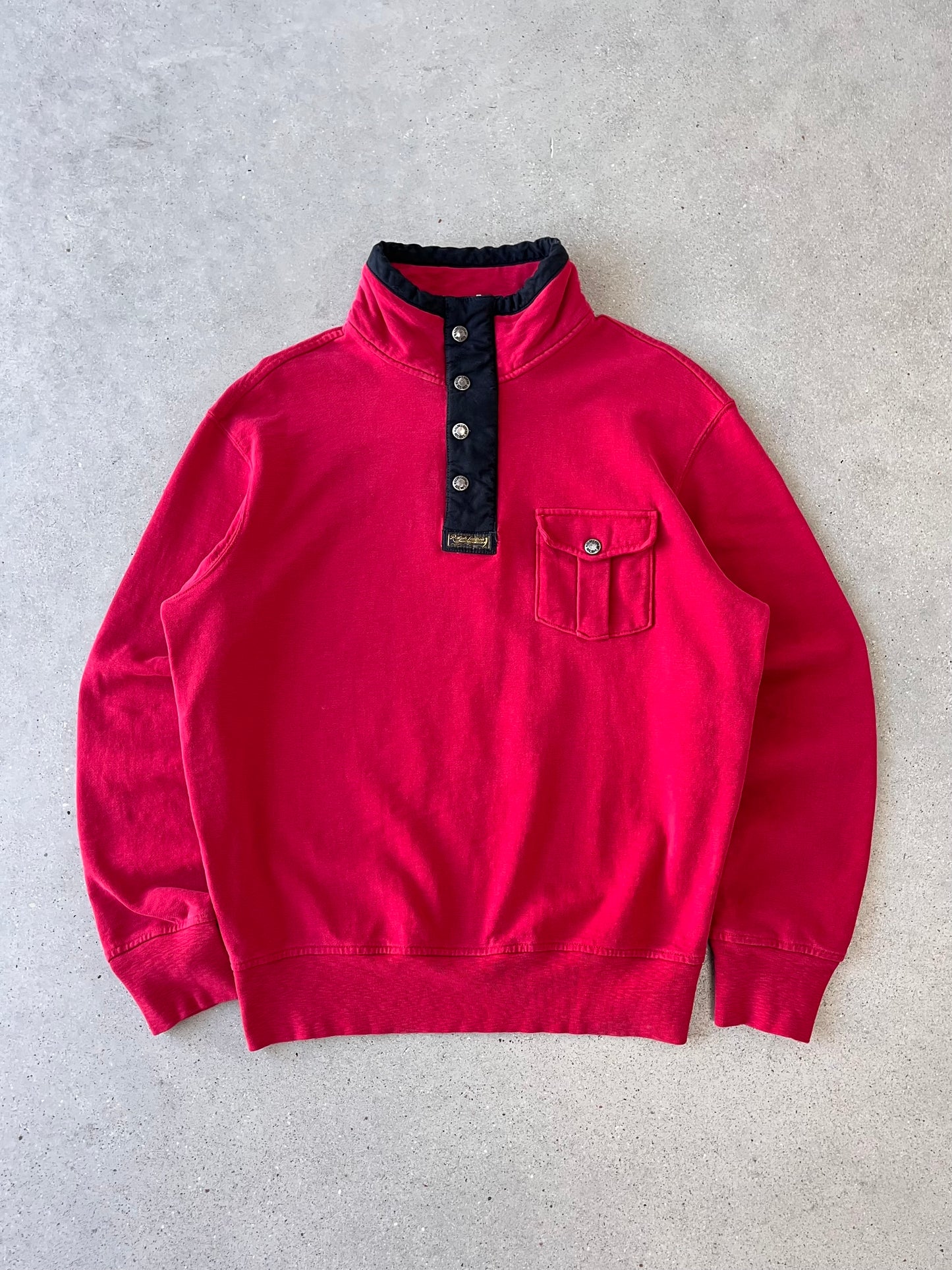 Vintage Polo Ralph Lauren Red Quarter Button - L