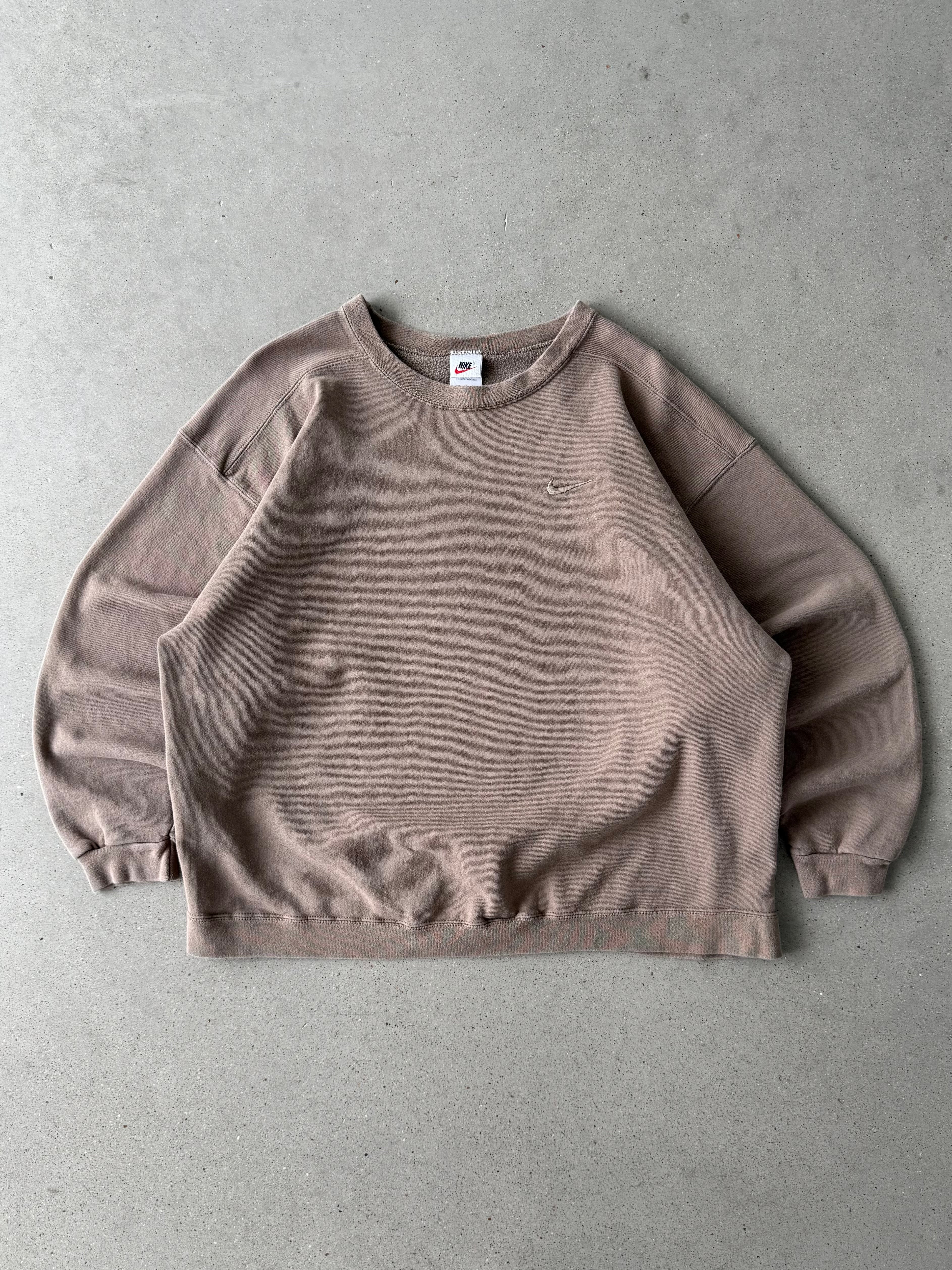Vintage 90s Nike Mocha Tonal Mini Swoosh Crewneck - XL