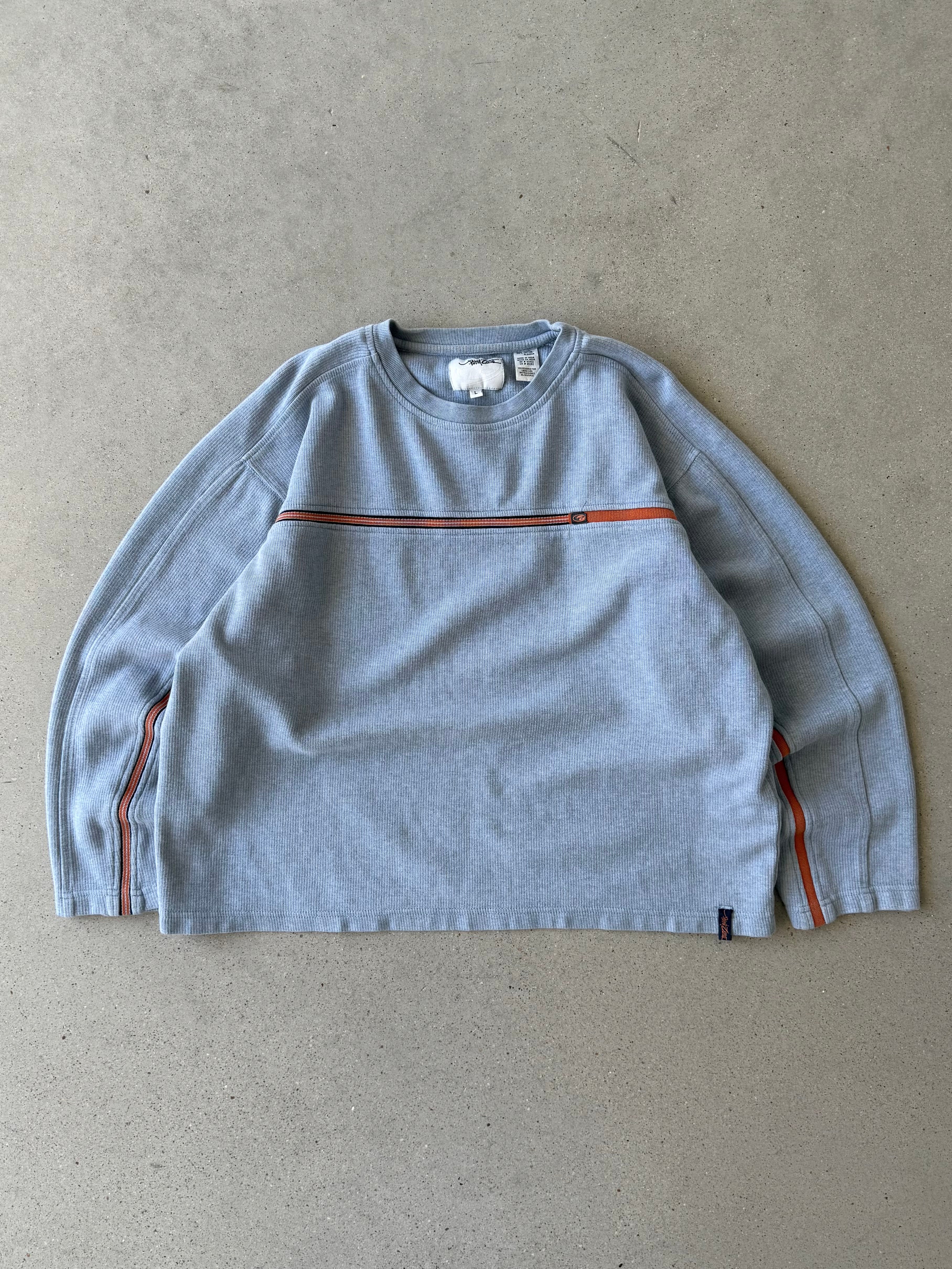 Vintage Point Zero Blue Striped Boxy Sweater - L