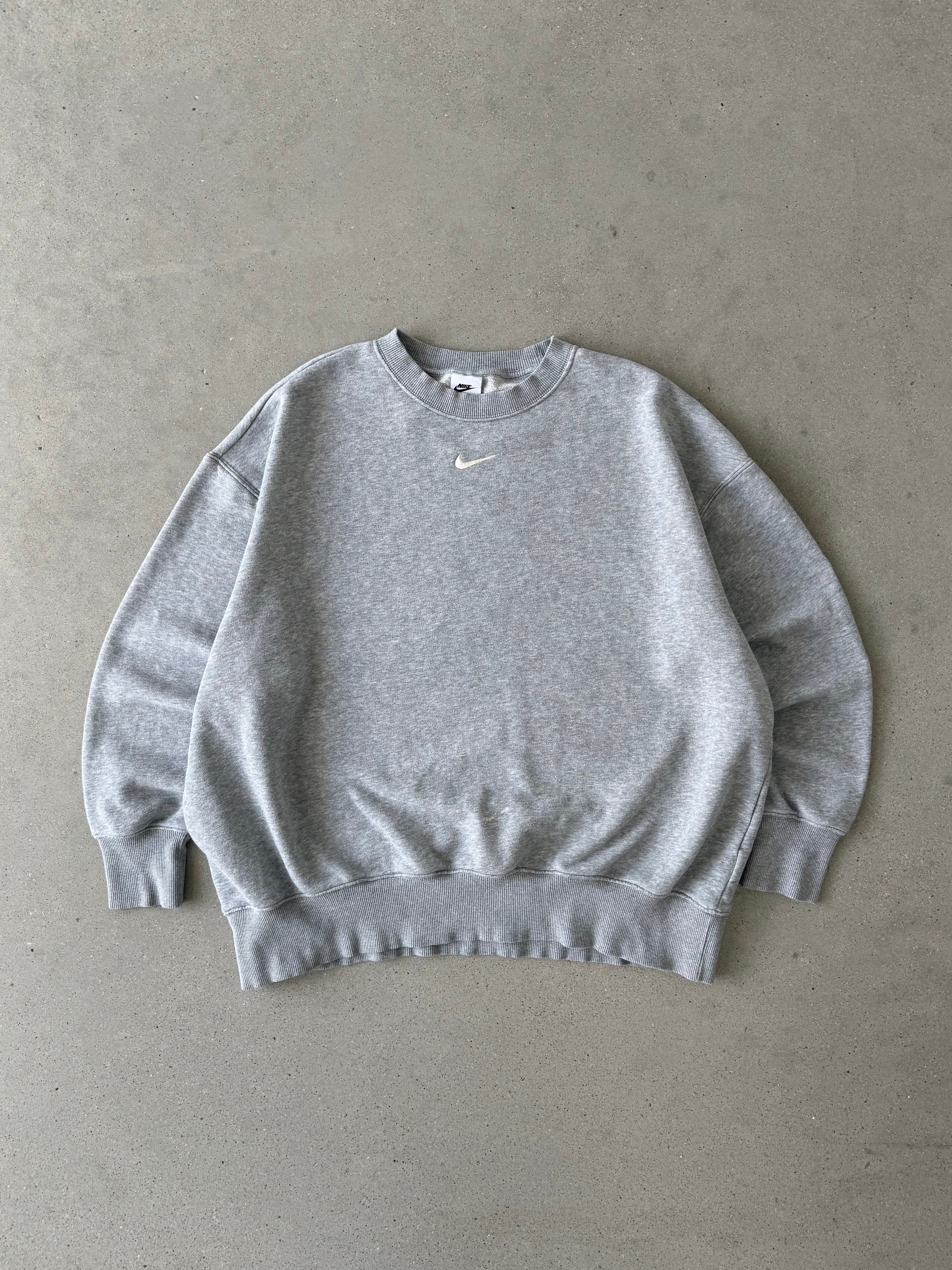 Vintage Nike Gray Center Swoosh Crewneck - L